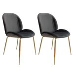 Paris Prix Lot de 2 Chaises Design  Charlize  90cm Gris & Or