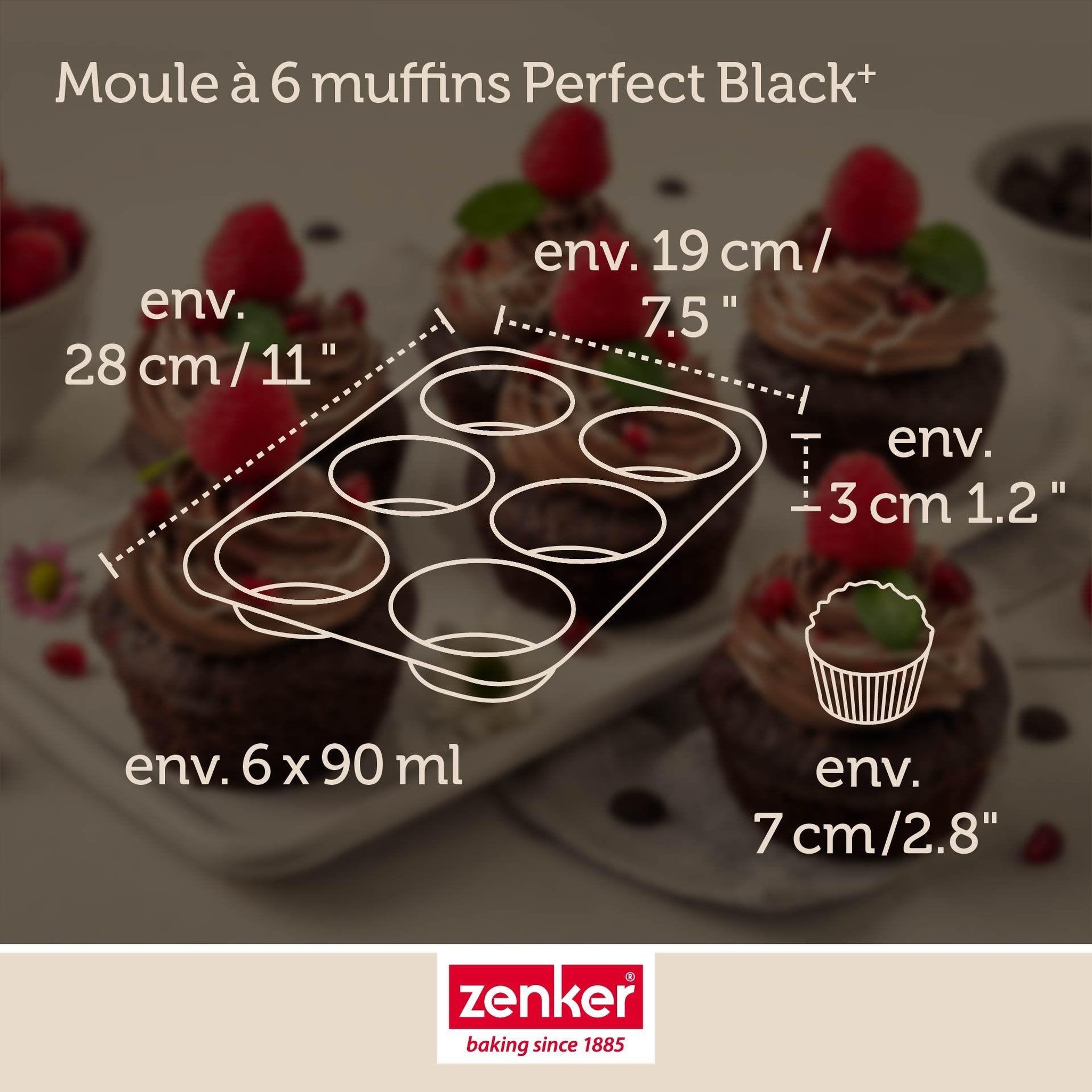 Voir la diapositive 3 : ZENKER Moule à muffins 6 empreintes 28 x 19 cm zenker perfect black +