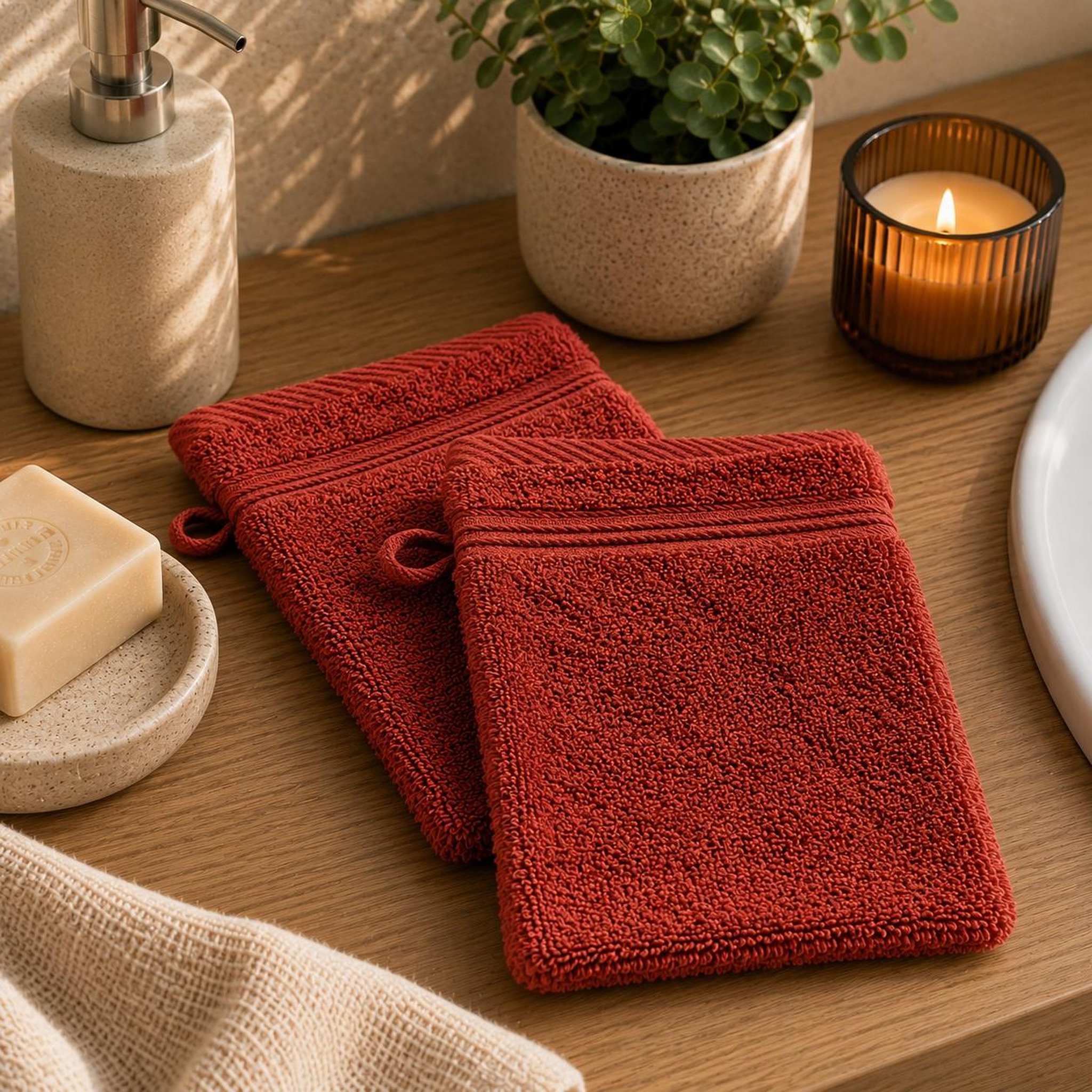 Voir la diapositive 2 : Eden Lot de 2 gants de toilette tendresse uni en coton