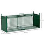 Voir la diapositive 3 : OUTSUNNY Piège de capture pour petits animaux type lapin rat - 2 entrées + poignée - dim. 80L x 25l x 30H cm - métal vert