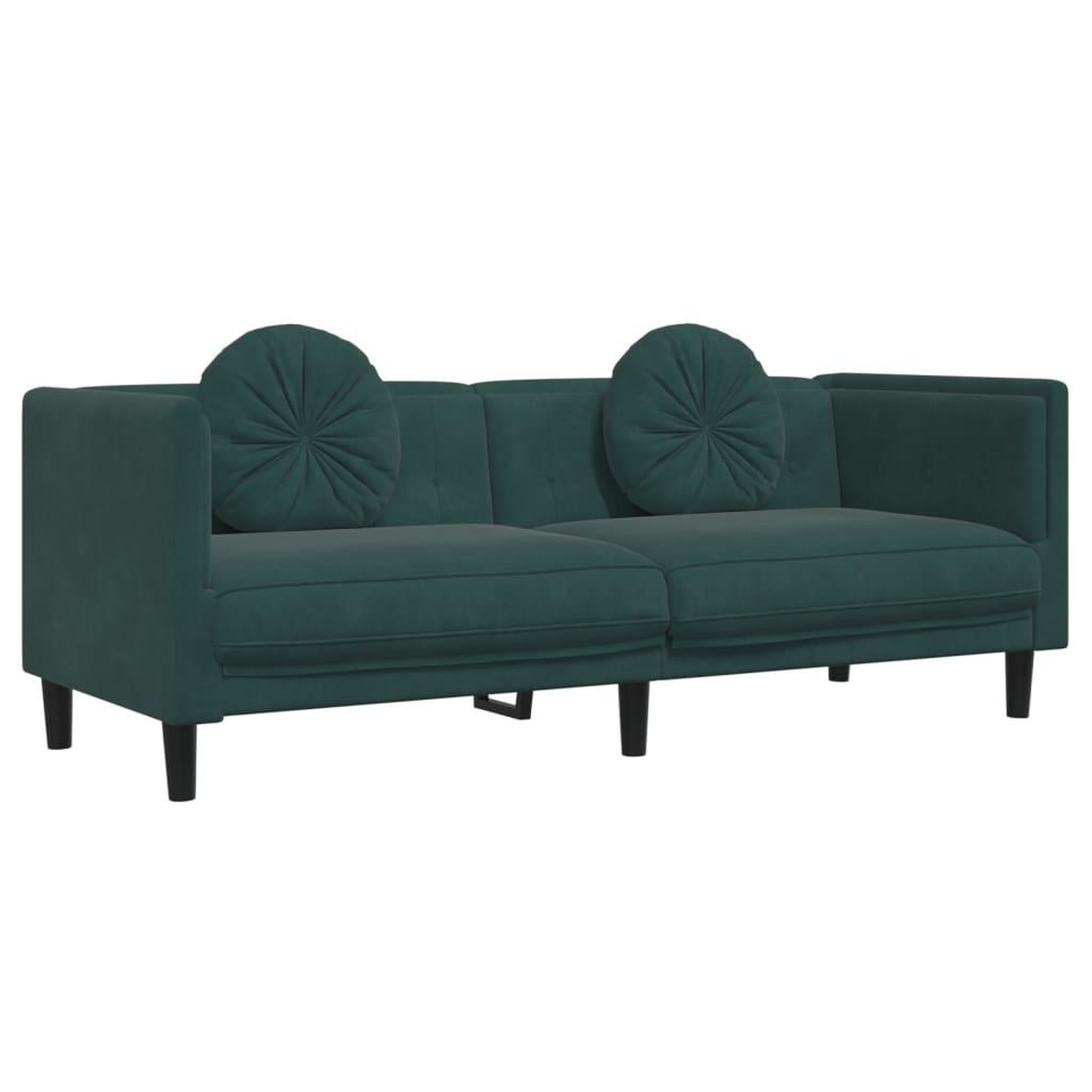 Voir la diapositive 5 : VIDAXL Ensemble de canapes 2 pcs avec coussins vert fonce velours