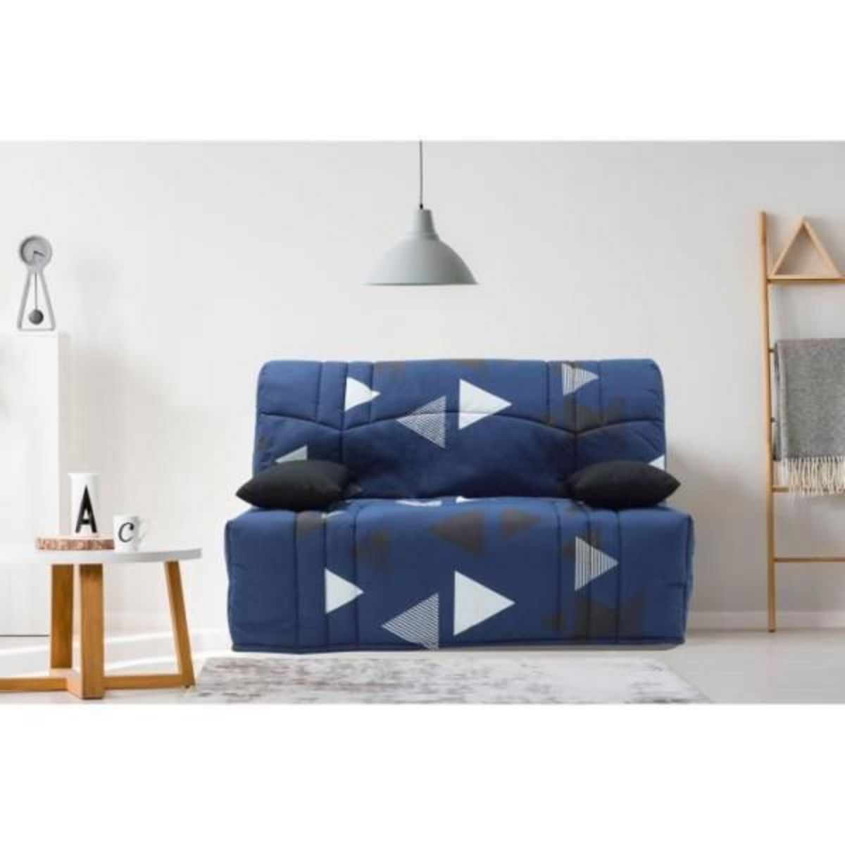MARKET24 Banquette BZ DREAM - Tissu 100% Coton bikini bleu - Couchage 140x190 cm - L145 x P100 x H90 cm