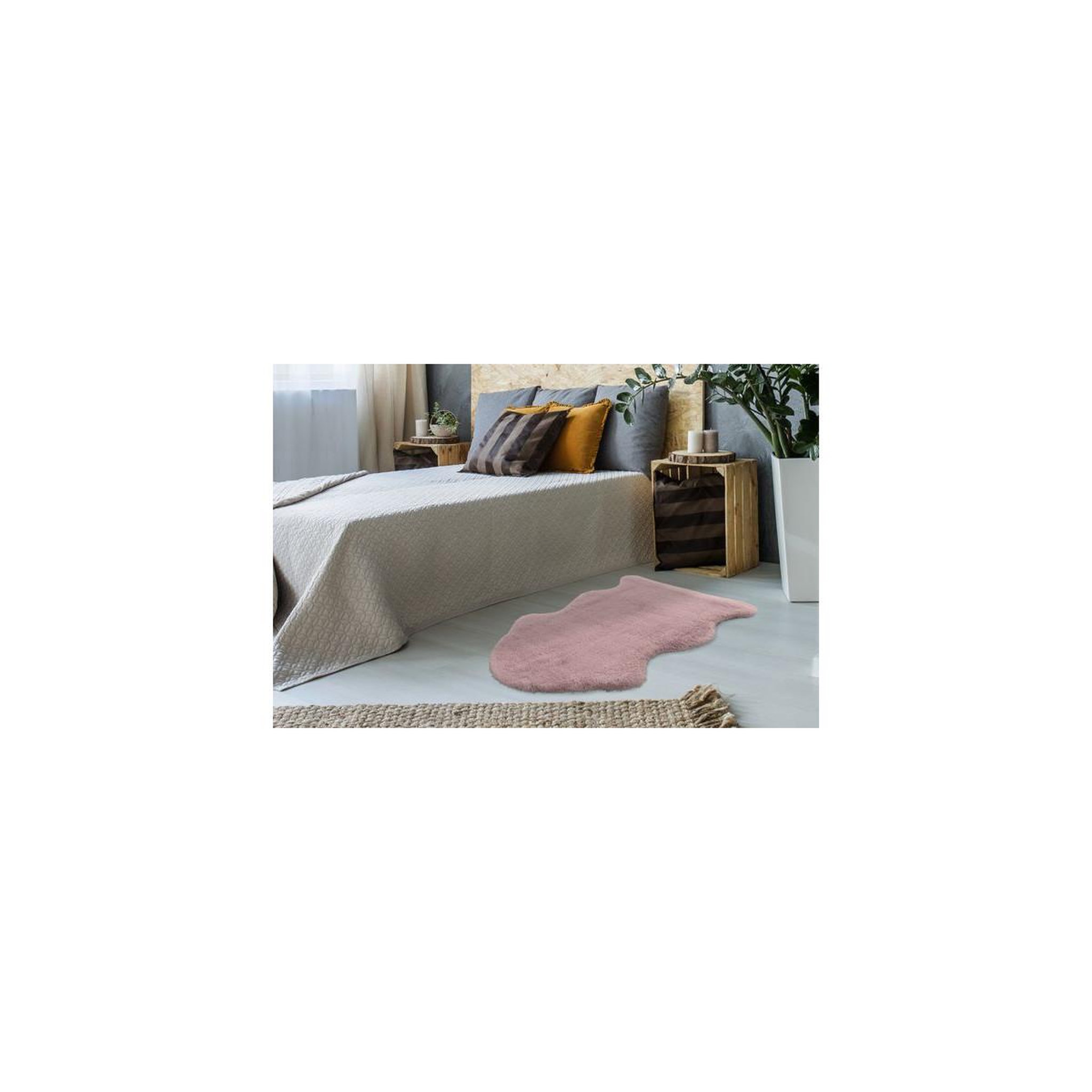 Voir la diapositive 4 : Paris Prix Tapis Imitation Fourrure  Kunda  60x90cm Rose