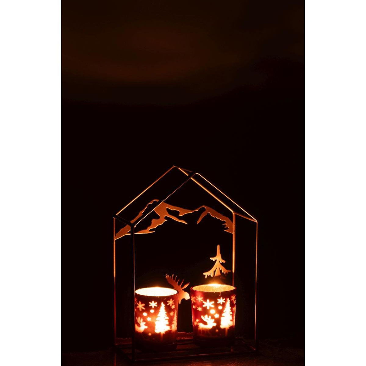 Paris Prix Photophore Maison en Métal  Chalet  22cm Marron