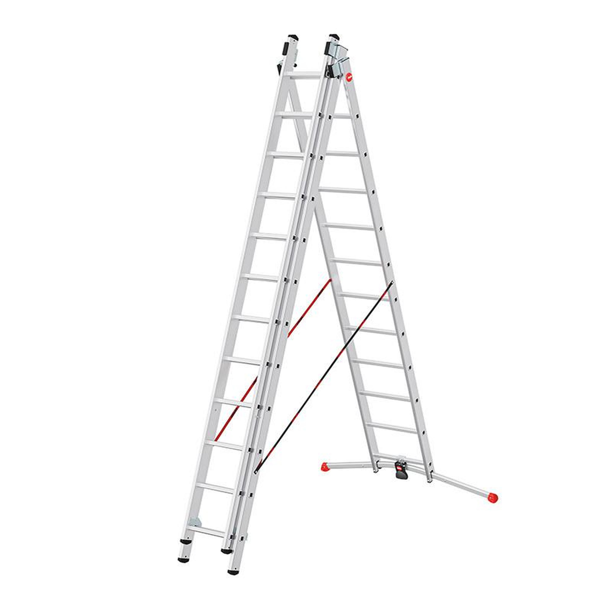 Voir la diapositive 4 : HAILO Echelle transformable pro 3 plans 3x12 échelons 8,3m/9m en aluminium Hailo ProfiLot