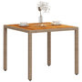 Voir la diapositive 4 : VIDAXL Table de jardin beige 90x90x75 cm resine tressee et bois acacia
