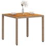 Voir la diapositive 4 : VIDAXL Table de jardin beige 90x90x75 cm resine tressee et bois acacia