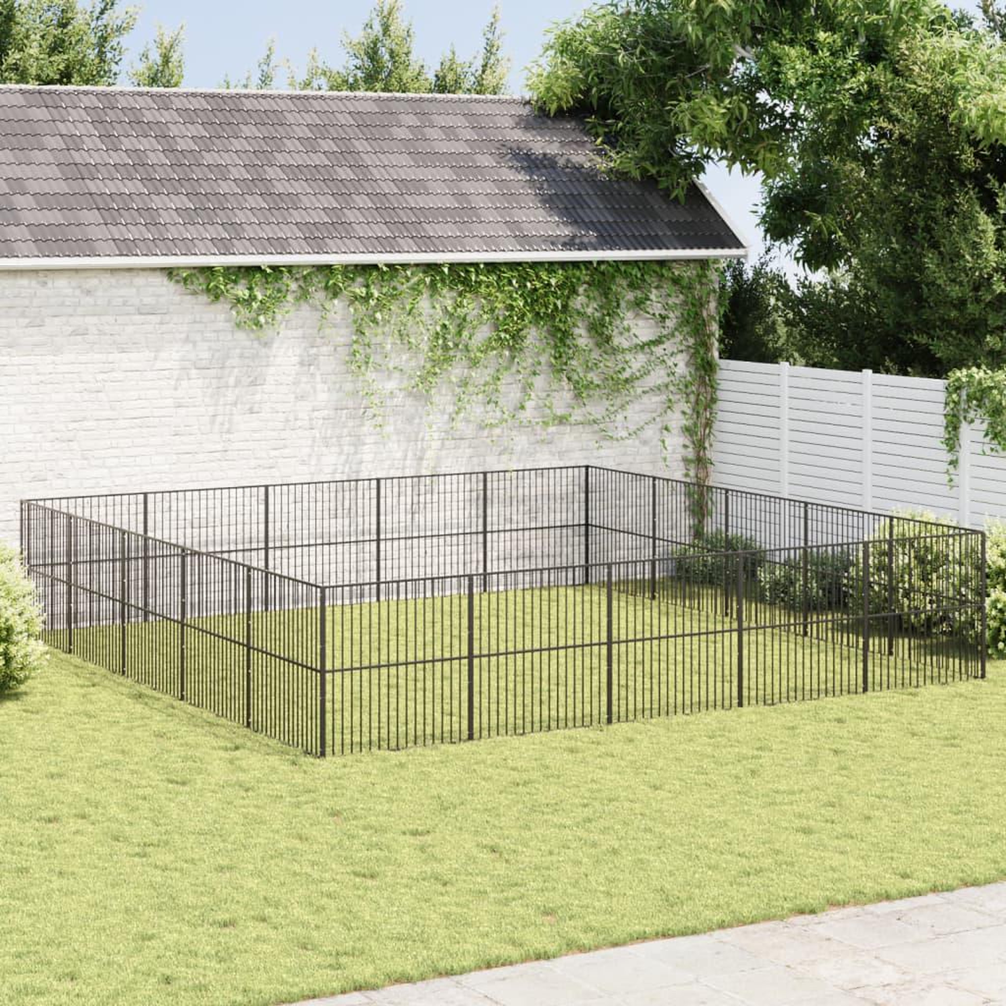 VIDAXL Parc pour chien 20 panneaux noir acier galvanise