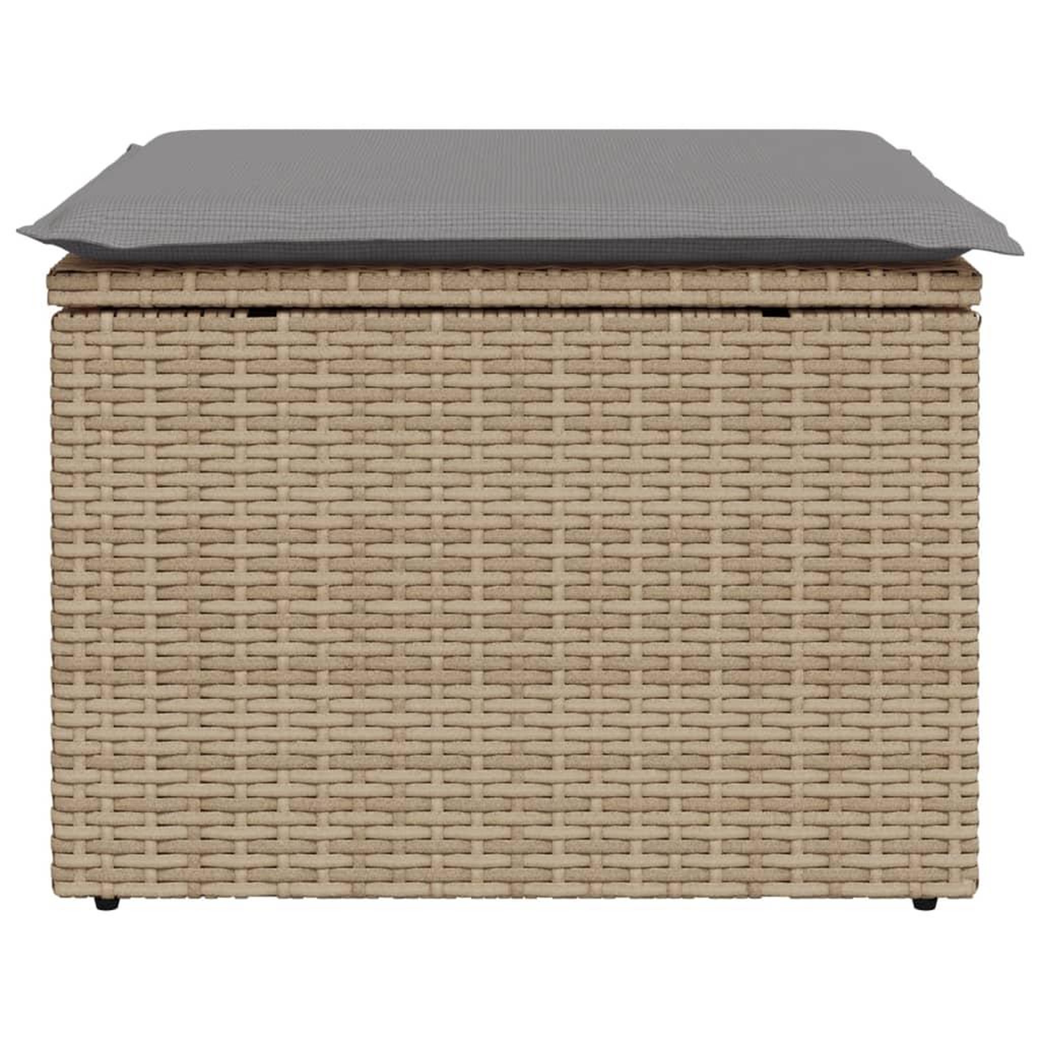 Voir la diapositive 4 : VIDAXL Tabouret de jardin avec coussin beige 55x55x37cm resine tressee