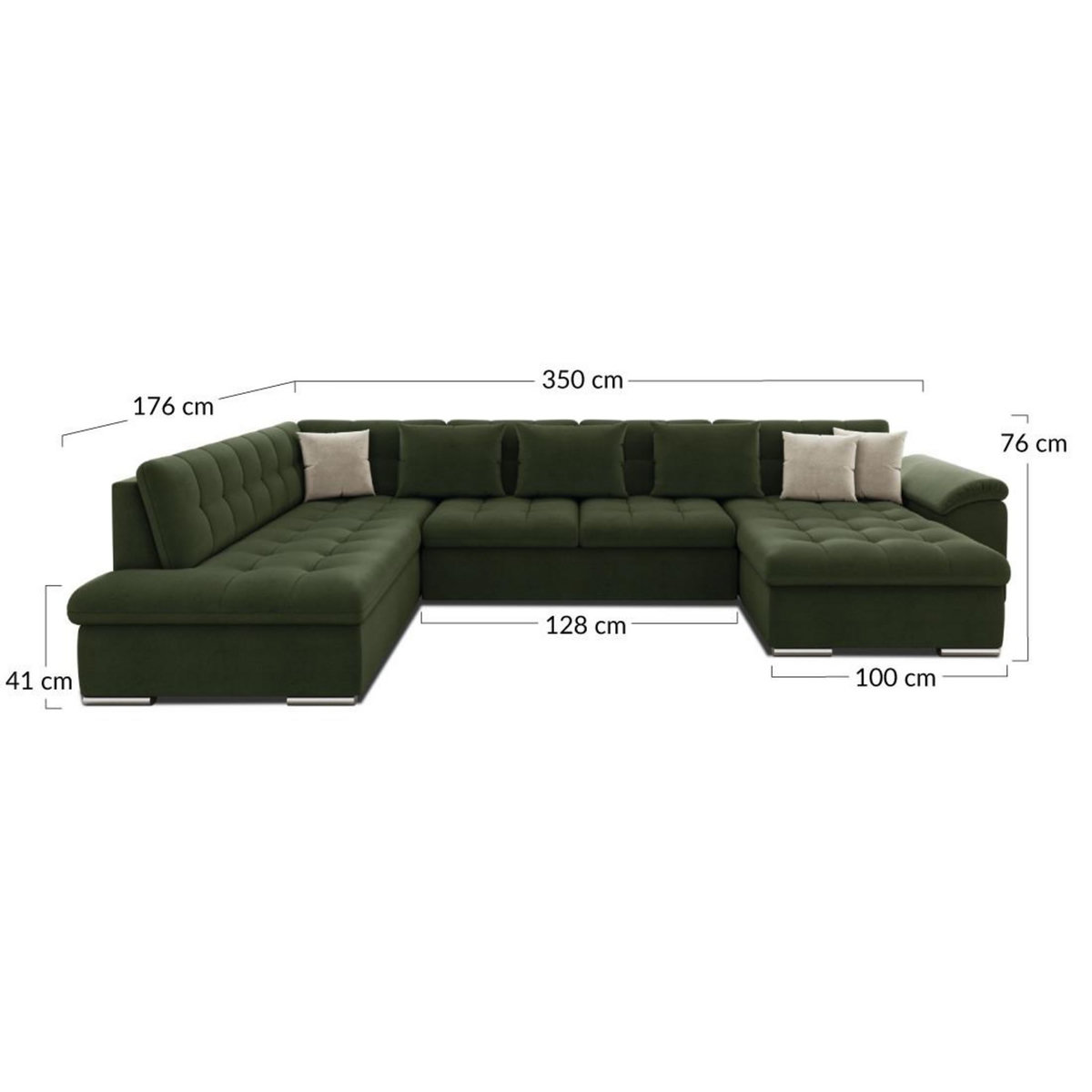 BEST MOBILIER Chuck - canapé panoramique xxl - convertible avec coffre - 7 places - gauche