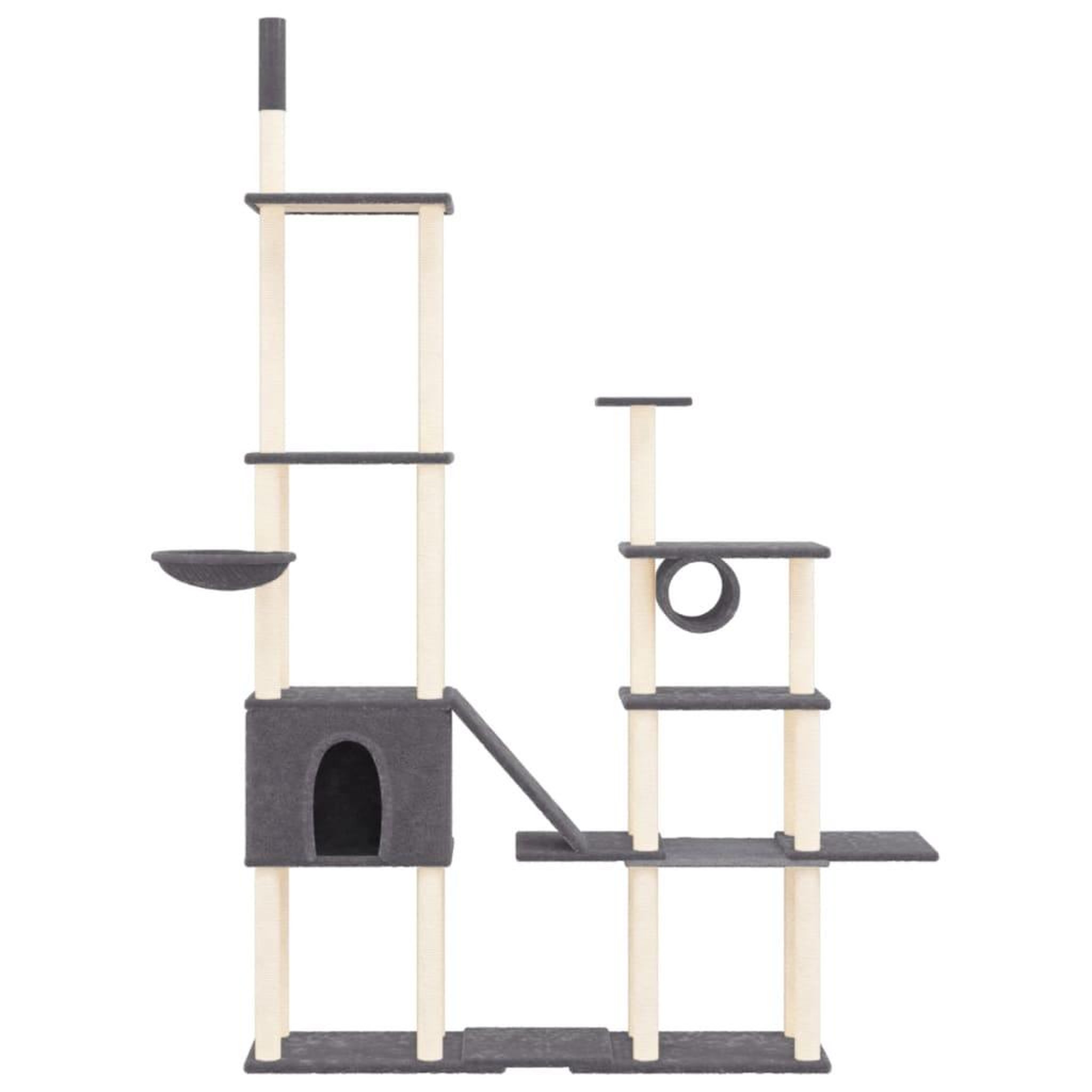 Voir la diapositive 3 : VIDAXL Arbre a chat avec griffoirs en sisal Gris fonce 279 cm