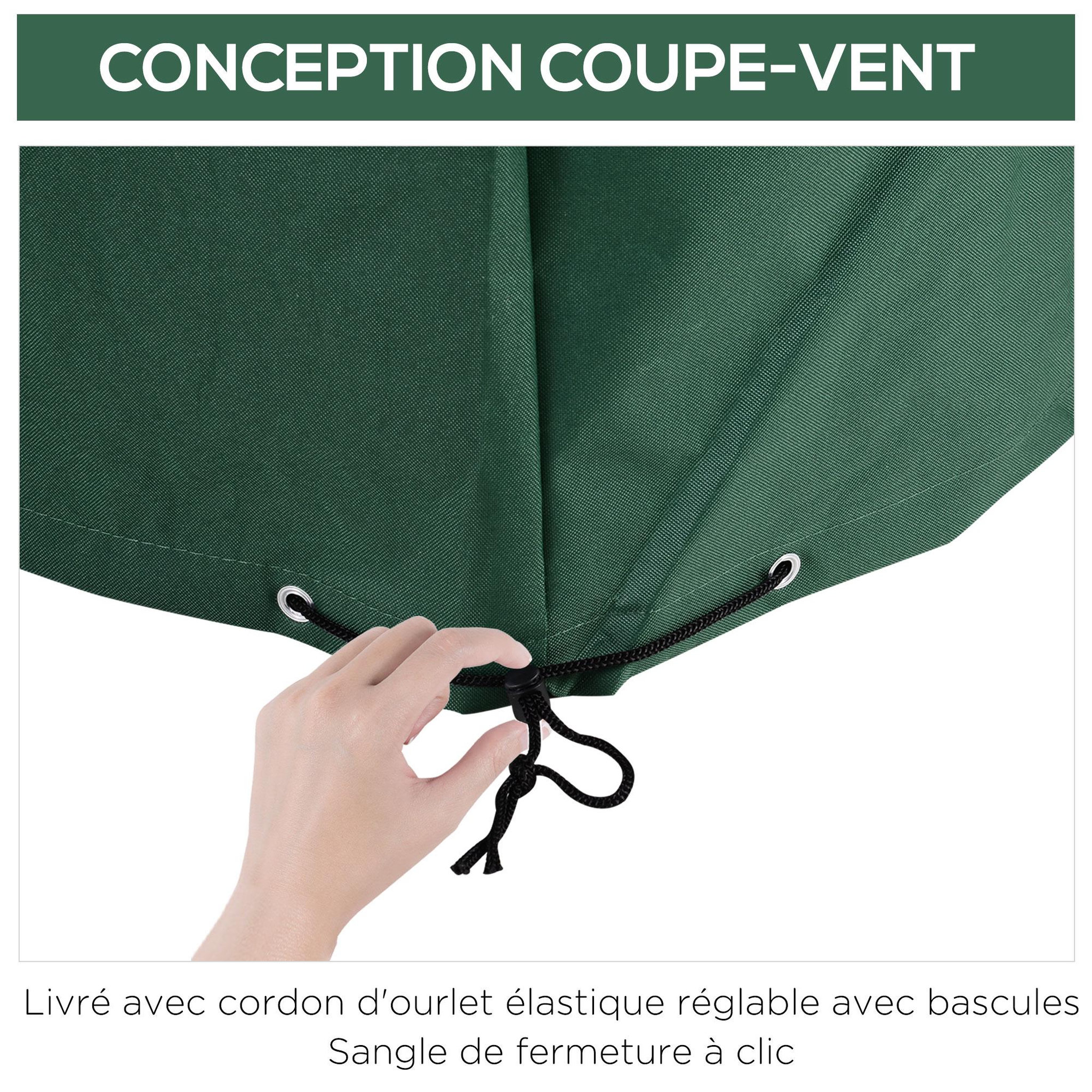 Voir la diapositive 5 : HOMCOM Housse de protection etanche pour meuble salon de jardin rectangulaire 135L x 135l x 75H cm vert