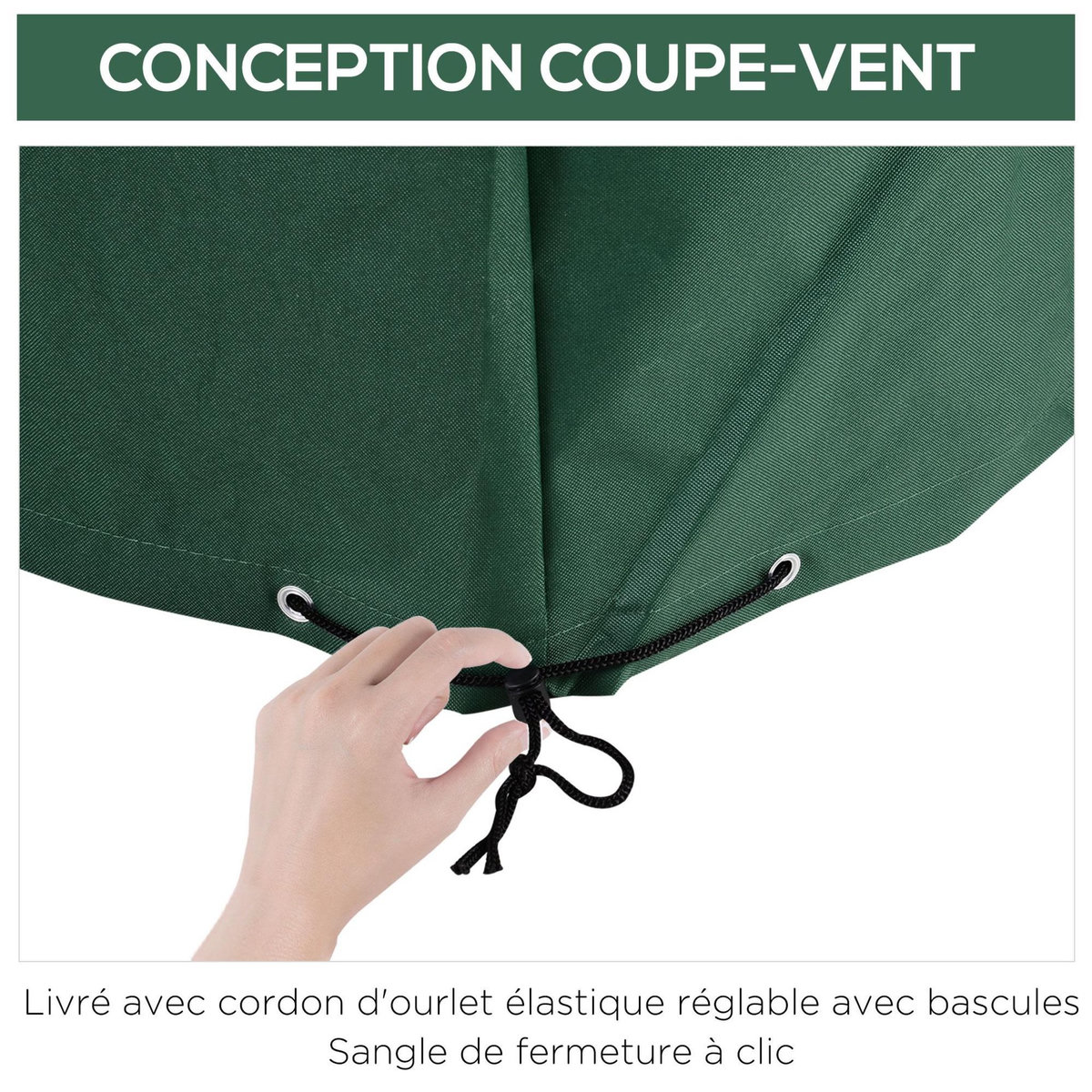 HOMCOM Housse de protection etanche pour meuble salon de jardin rectangulaire 135L x 135l x 75H cm vert