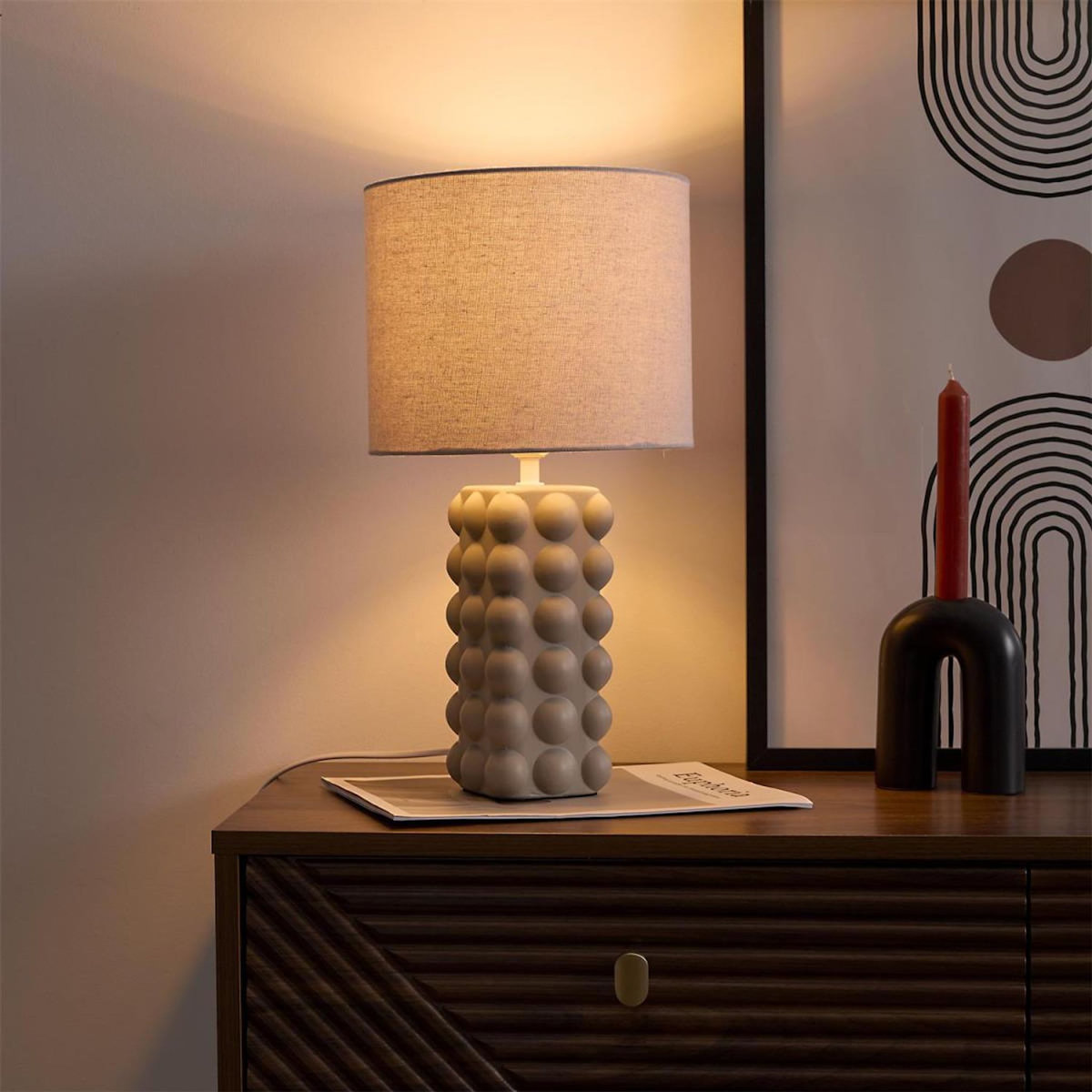 Paris Prix Lampe à Poser en Céramique  Luna  40cm Taupe