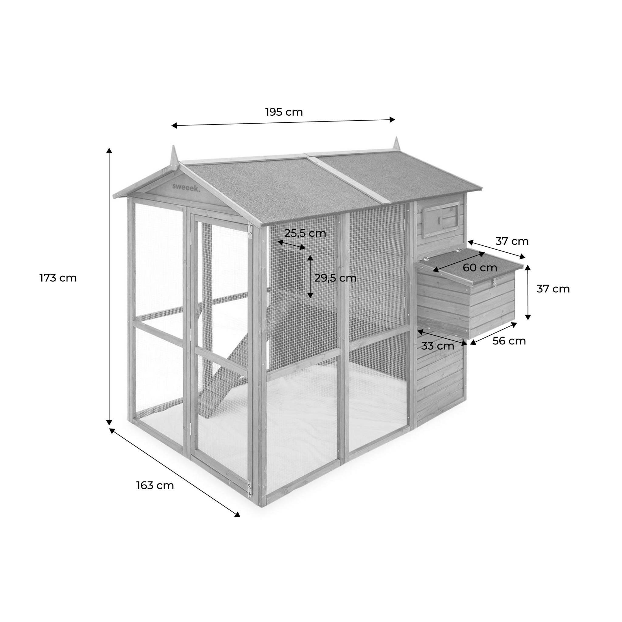 Voir la diapositive 4 : SWEEEK Poulailler en bois COTENTINE. 6 à 8 poules. cage à poule avec enclos