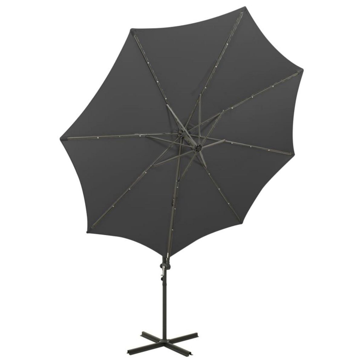 VIDAXL Parasol de jardin en porte-a-faux avec mat et lumieres LED