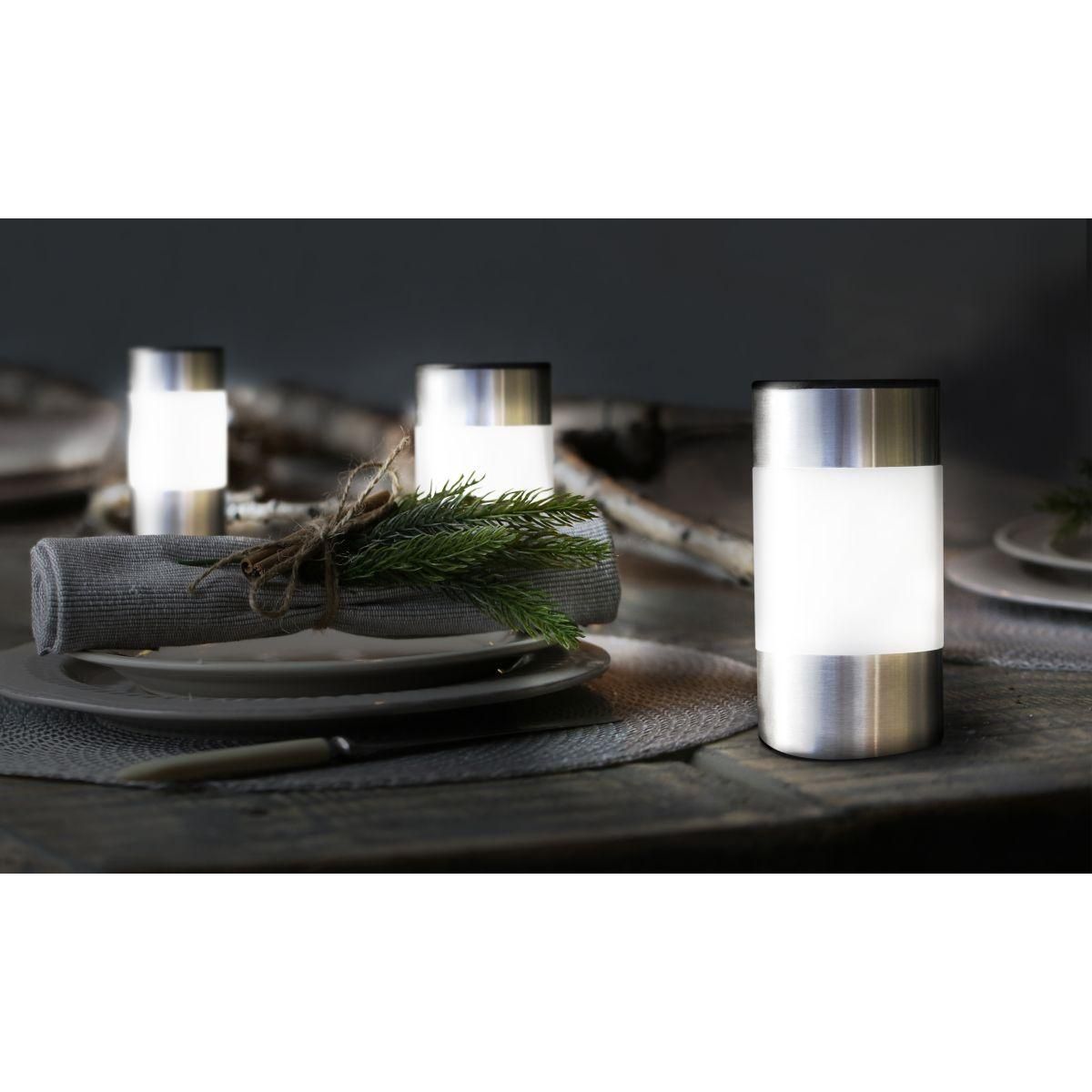 Inkazen Lot de 4 bornes solaire à planter ou à poser Gris - INOXIA