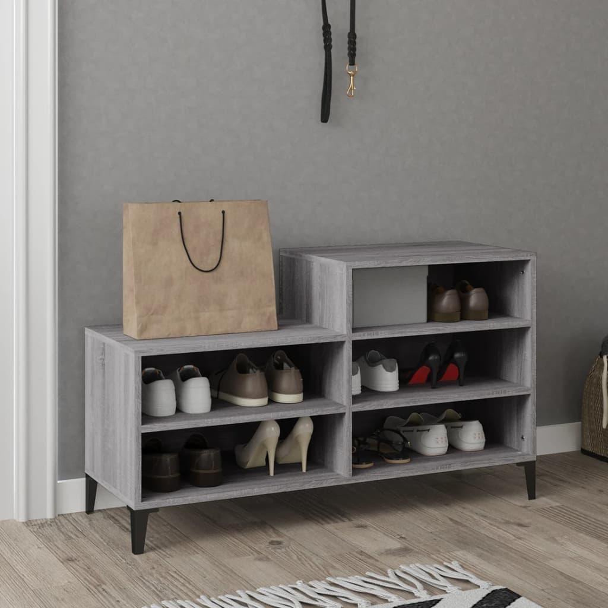 Voir la diapositive 3 : VIDAXL Armoire a chaussures Sonoma gris 102x36x60 cm Bois d'ingenierie