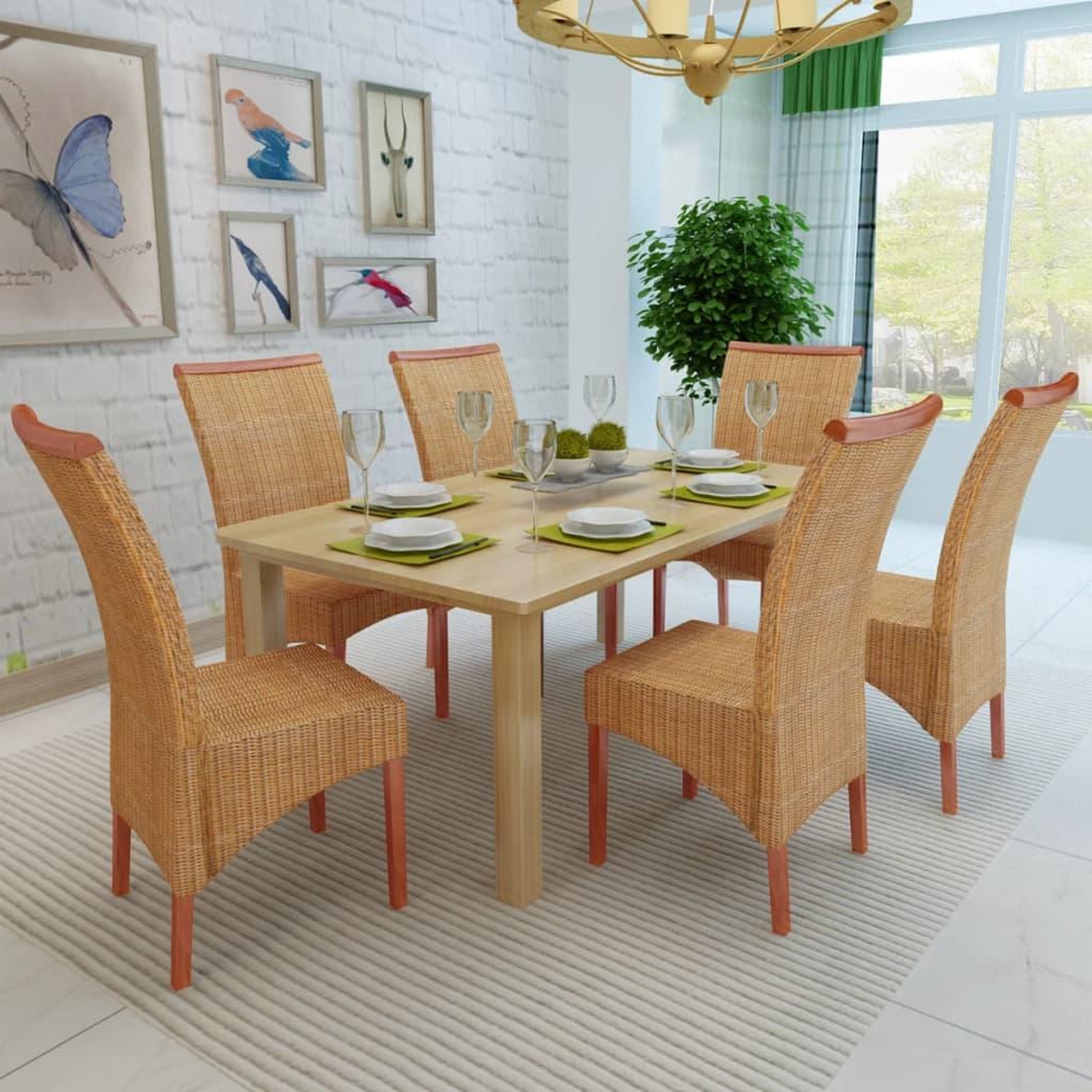 Voir la diapositive 2 : VIDAXL Chaises a manger lot de 6 marron rotin naturel