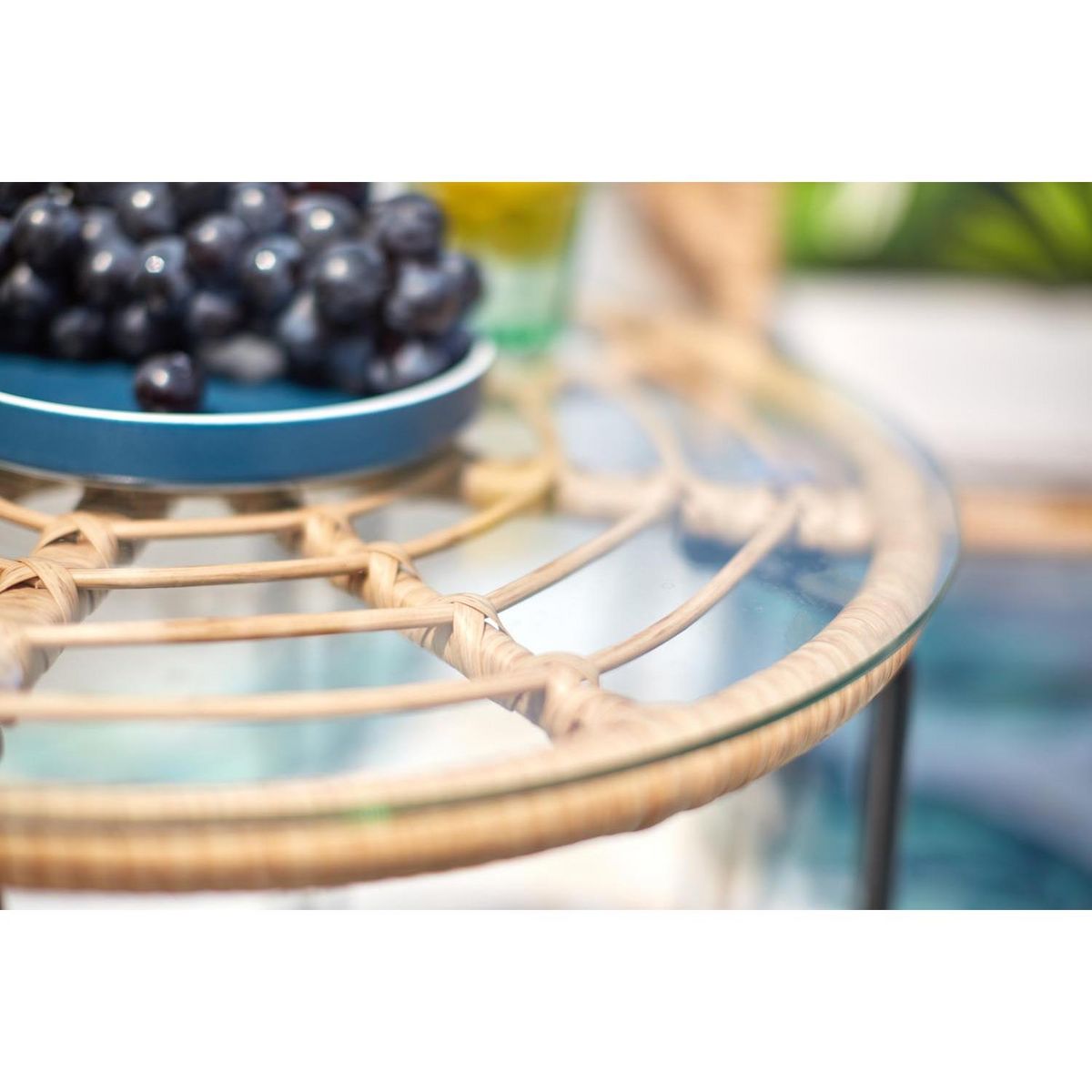 CONCEPT USINE Salon de balcon rotin beige & fer GALICIA