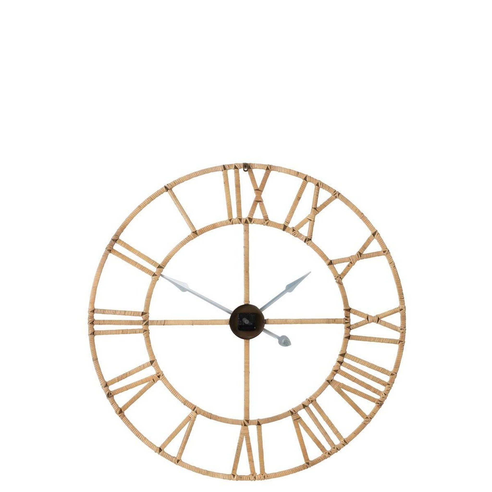 Voir la diapositive 2 : J-LINE Horloge murale en rotin  roman  100cm naturel
