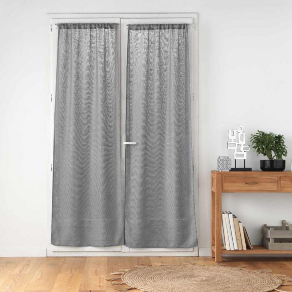 Paris Prix Paire de Voilages Passe-Tringle  Haltona  70x200cm Gris