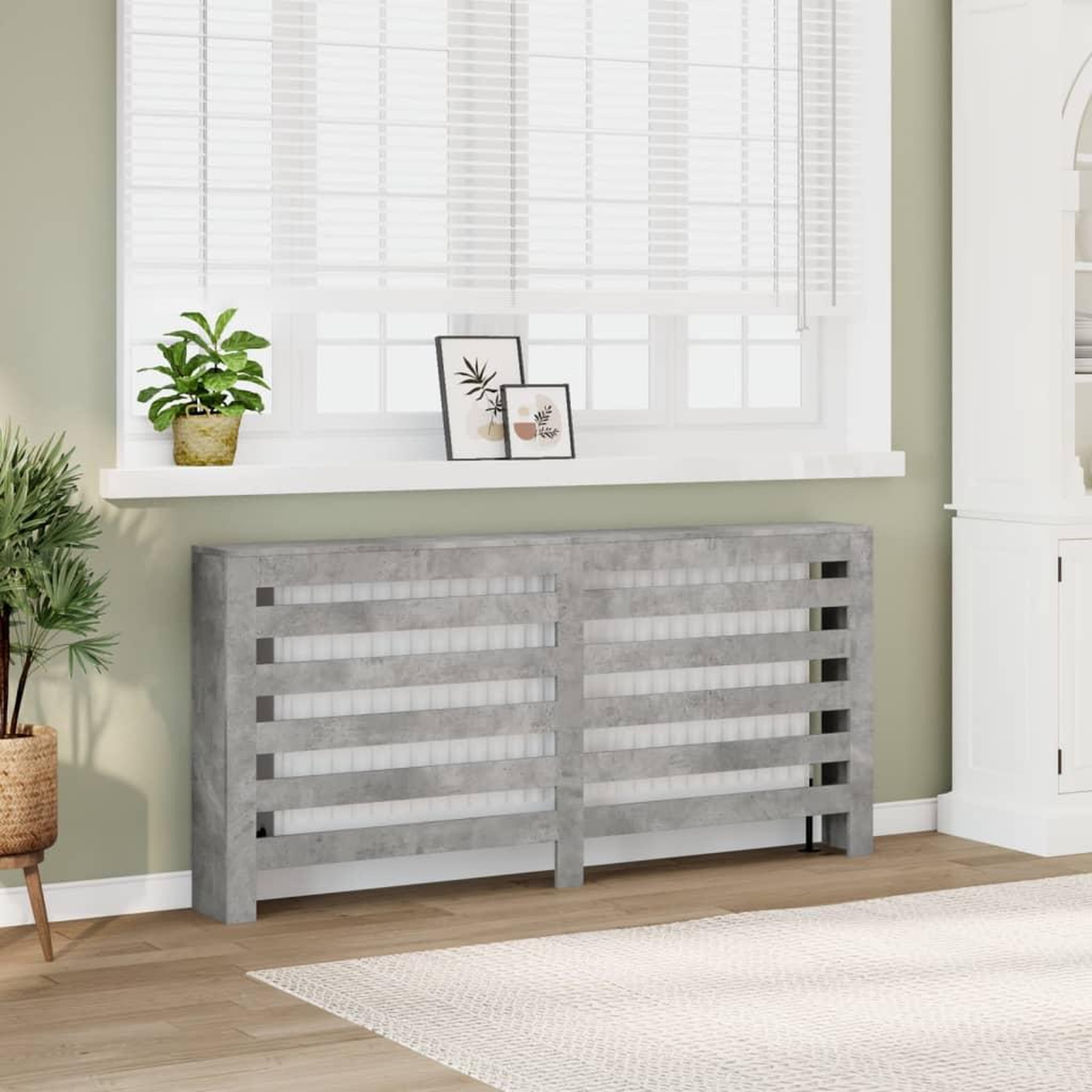 VIDAXL Cache-radiateur gris beton 175x20x82 cm bois d'ingenierie