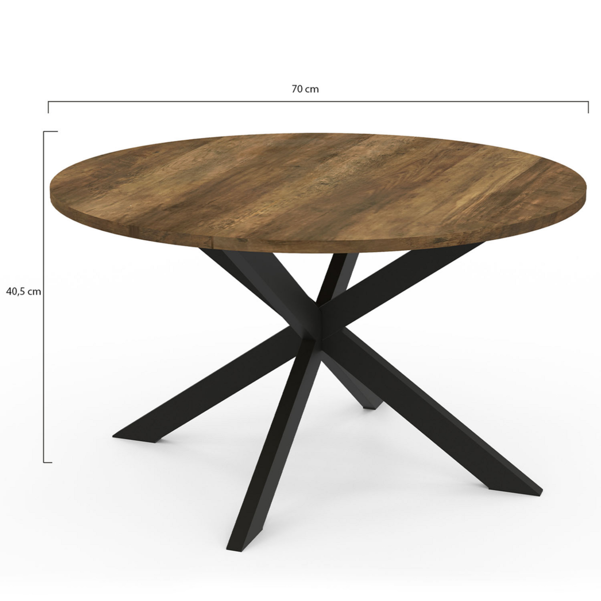 ID MARKET Table basse ronde ALIX plateau HAWKINS pied araignée 70 cm bois foncé design industriel