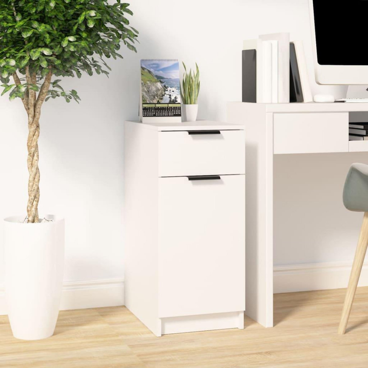 VIDAXL Armoire de bureau Blanc 33,5x50x75 cm Bois d'ingenierie