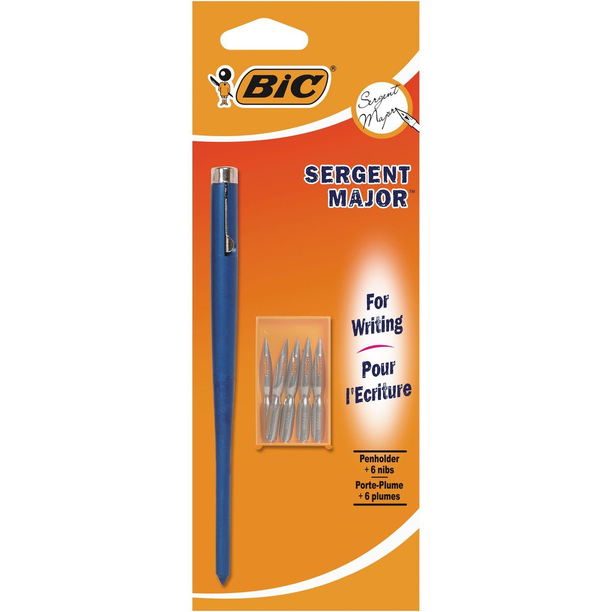 BIC Porte-plume à levier + 6 plumes SERGENT MAJOR bleu
