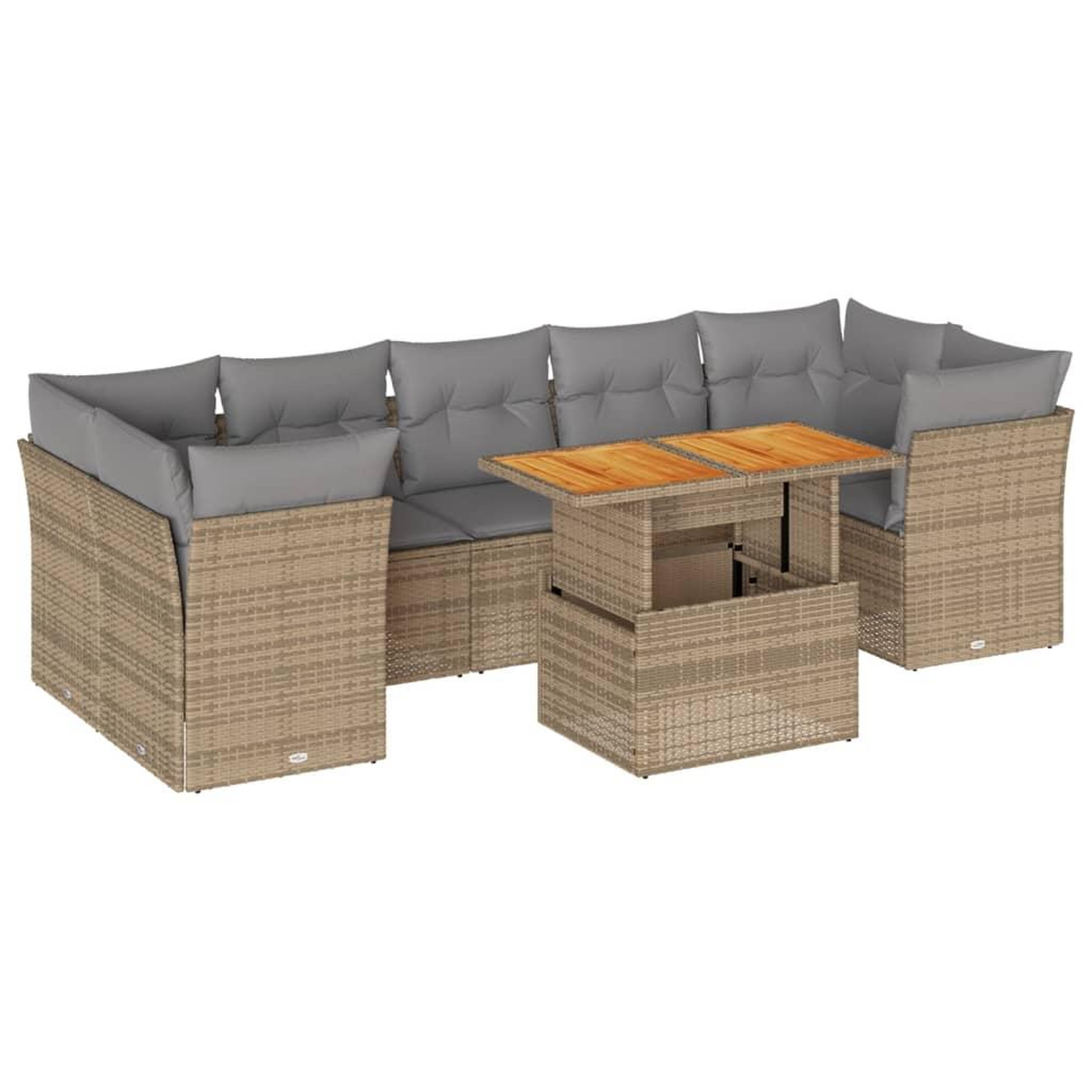 Voir la diapositive 2 : VIDAXL Salon de jardin avec coussins 8 pcs beige resine tressee