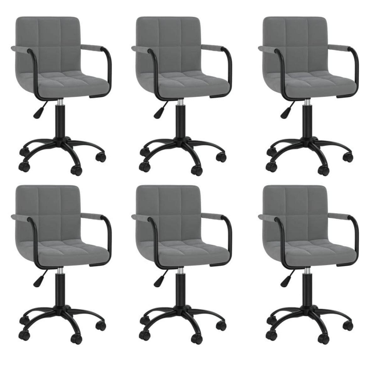 VIDAXL Chaises pivotantes a manger lot de 6 gris fonce velours
