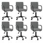 Voir la diapositive 1 : VIDAXL Chaises pivotantes a manger lot de 6 gris fonce velours