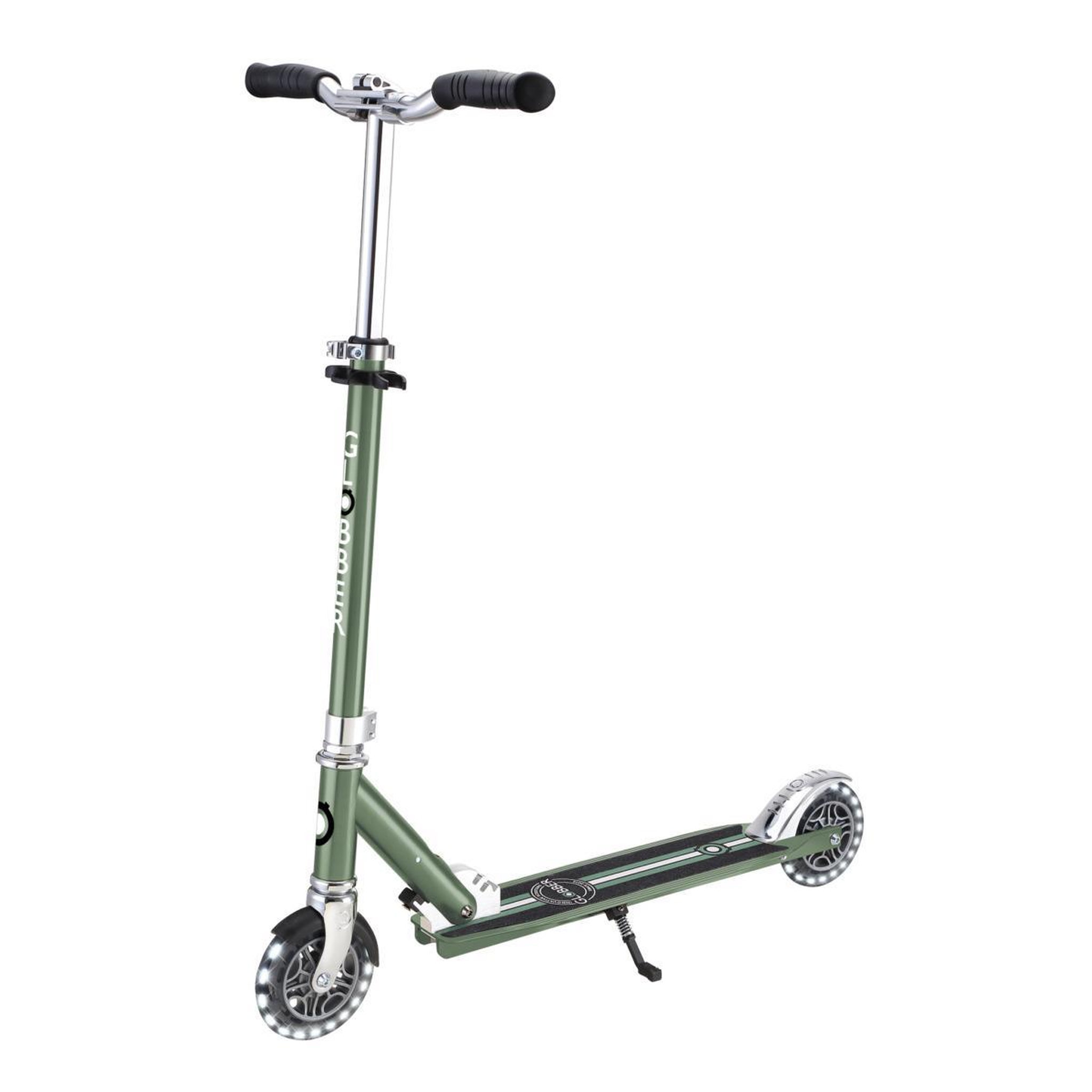 Globber Trottinette Flow Element Lights Chrome Finish olive