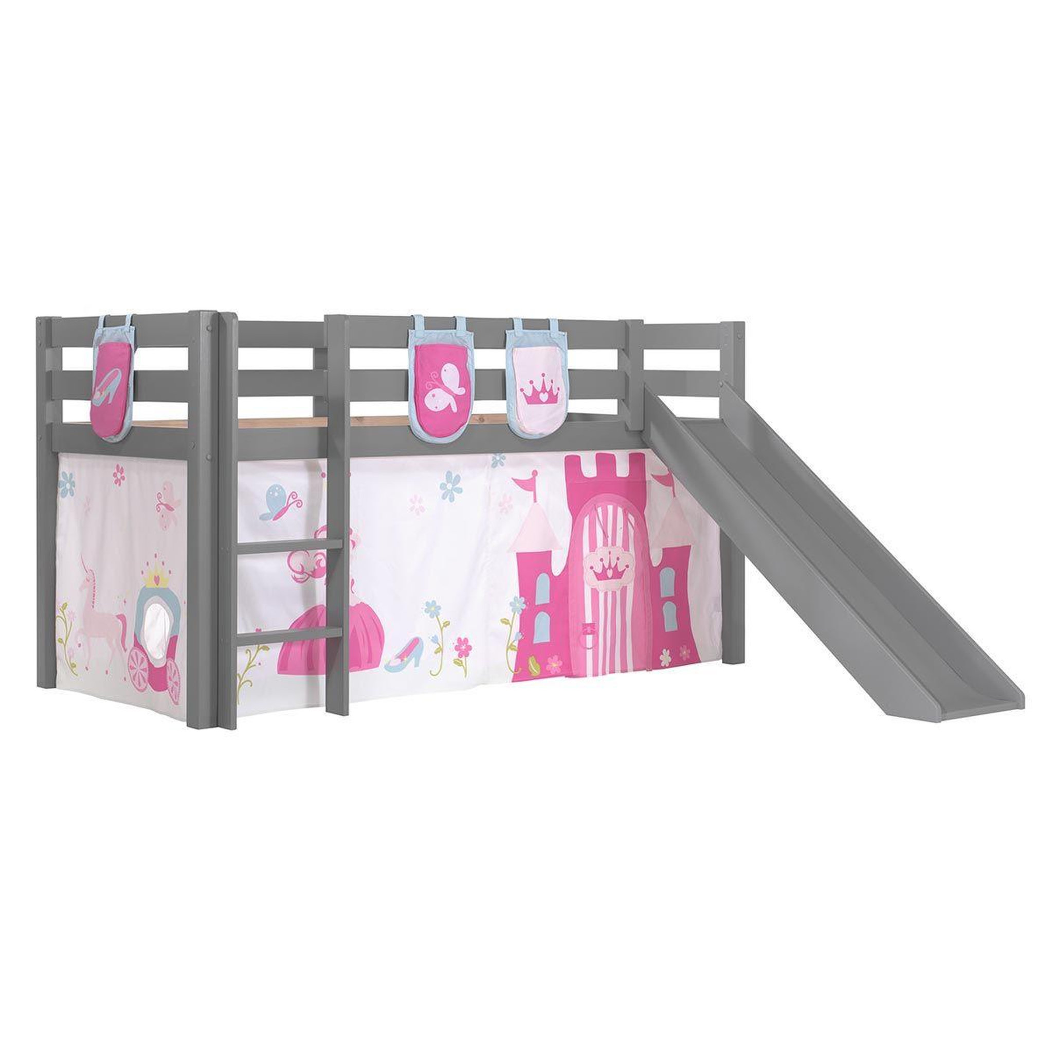 Paris Prix Pack - lit enfant toboggan, tente & 3 pochettes  pino princesse  gris