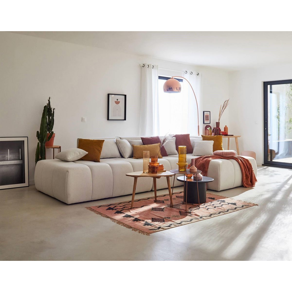 LISA DESIGN Caracas - canapé modulable d'angle droit - 5 places - en tissu