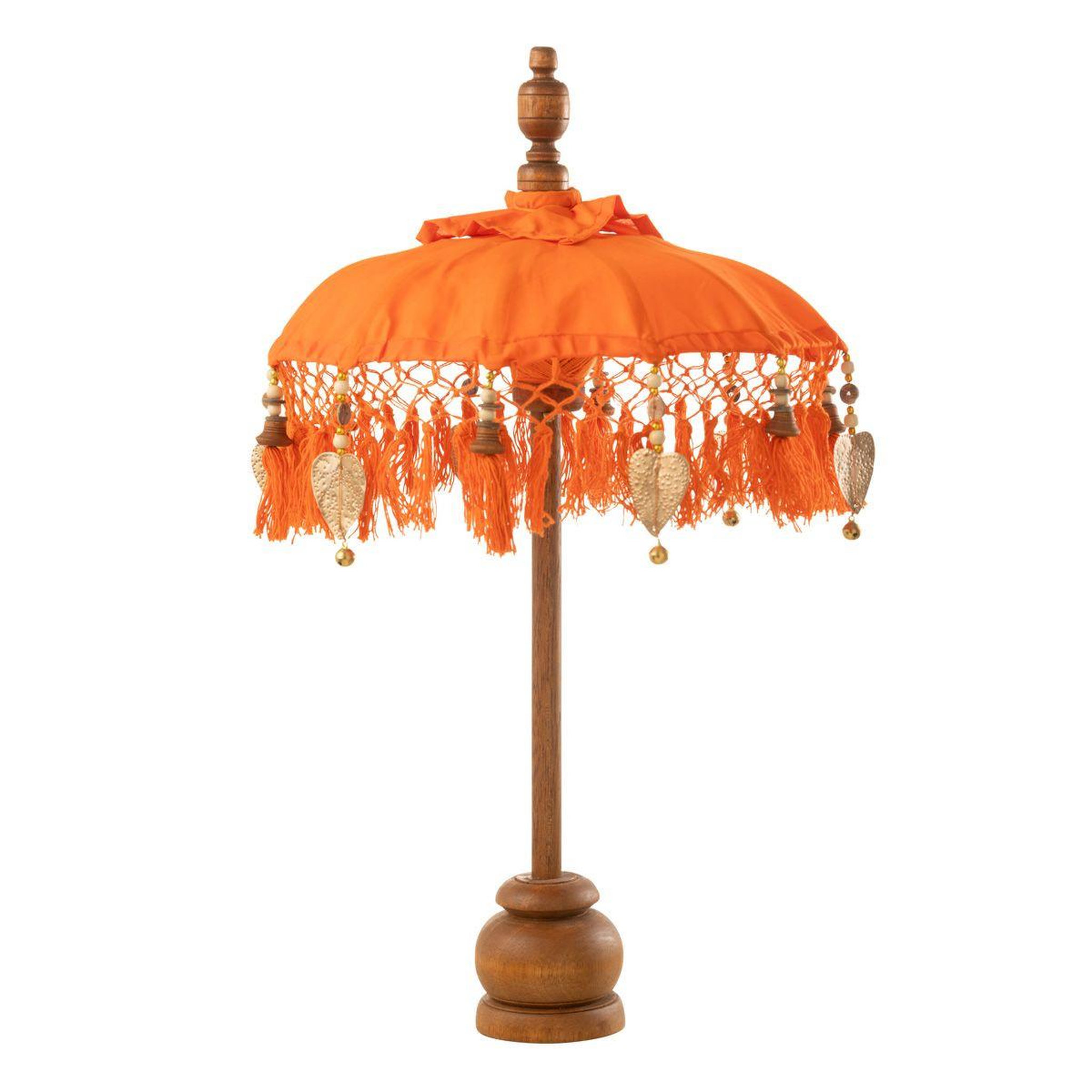 Voir la diapositive 1 : J-LINE Parasol déco avec pompons  dayu  85cm orange