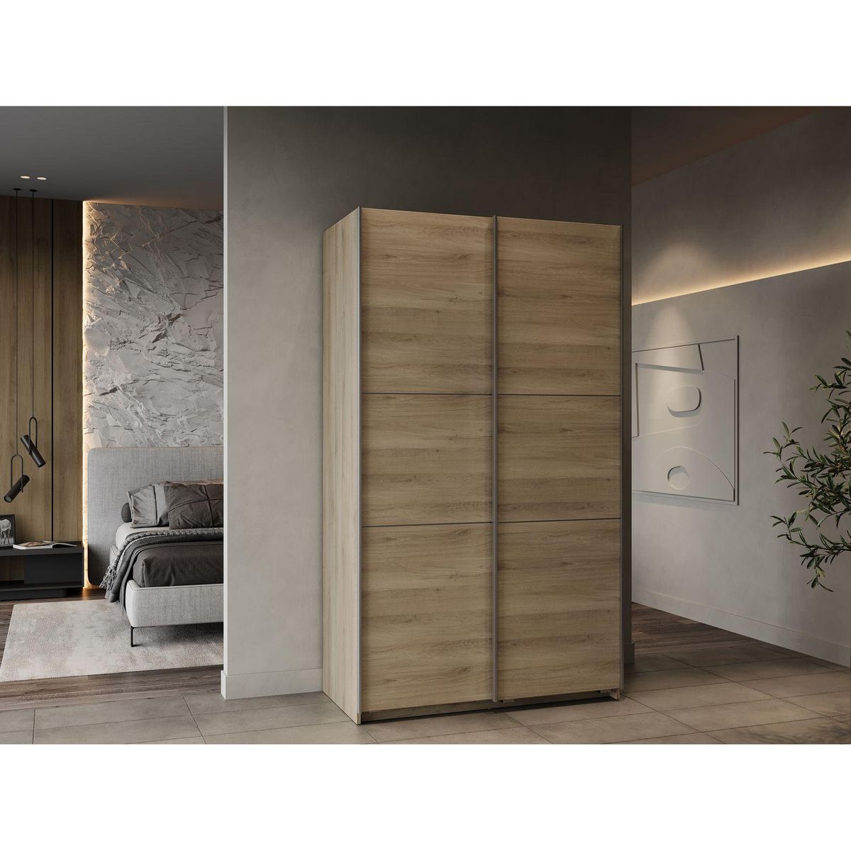Armoire 2 portes coulissantes L120 cm THIBAULT