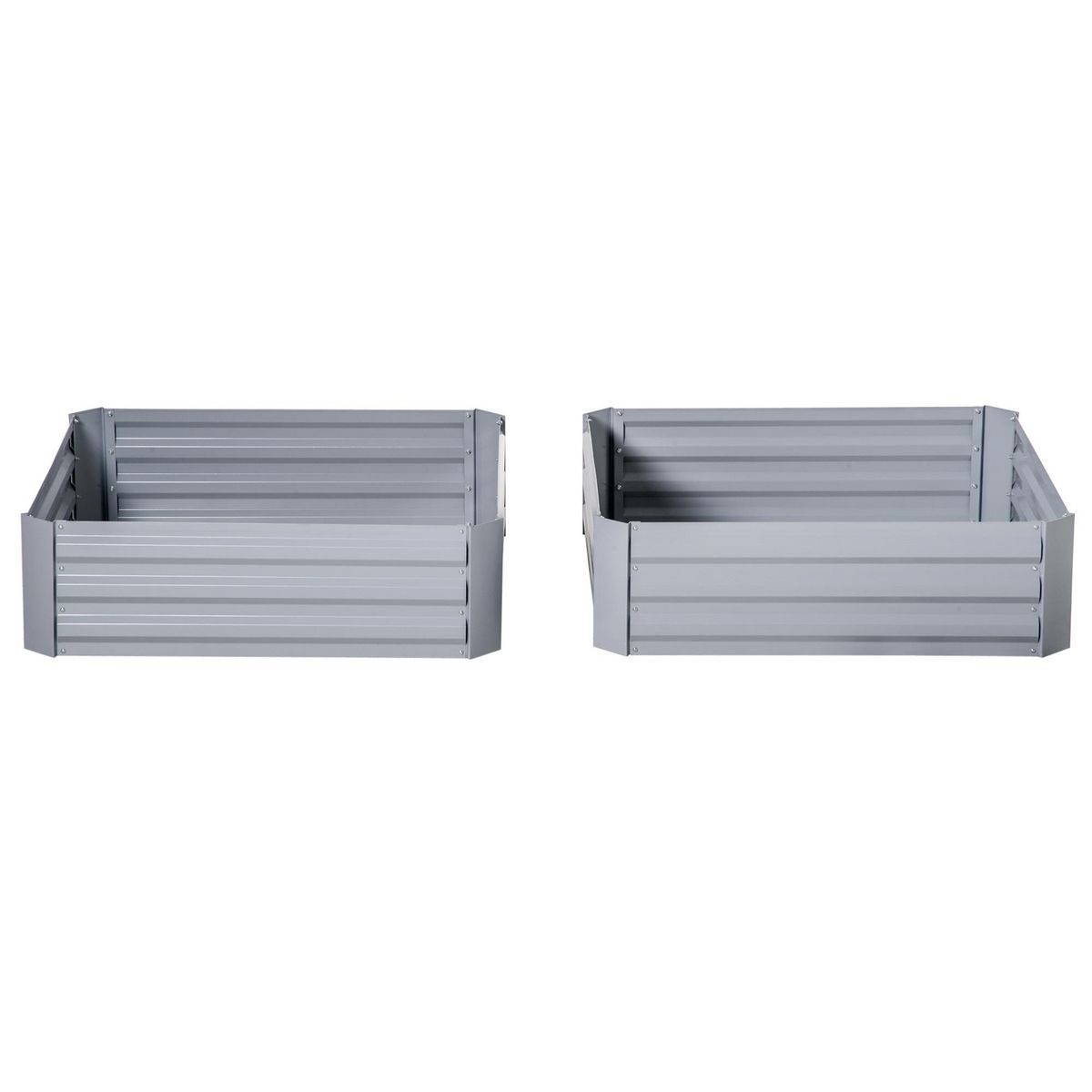 OUTSUNNY Lot de 2 carrés potager de jardin dim. 100L x 100l x 30H cm tôle d'acier ondulée gris