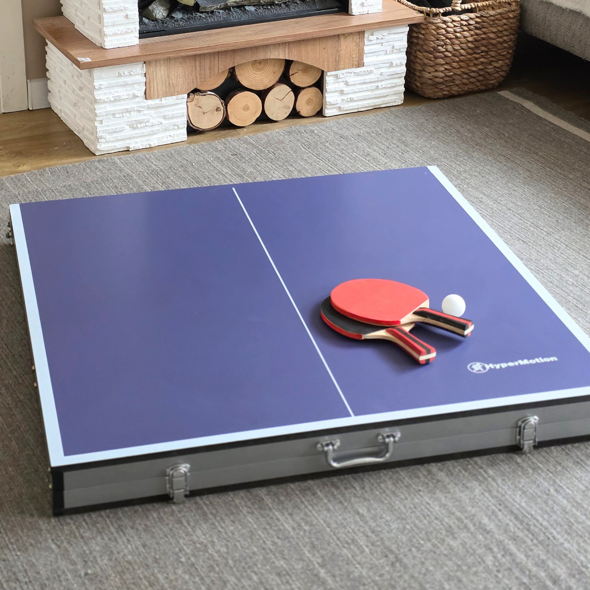 Voir la diapositive 4 : HYPERMOTION Table Ping-Pong HyperMotion Pliable Portable 180x92 - Avec Filet, 2 Raquettes, 3 Balles