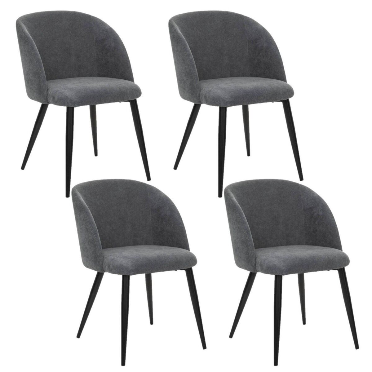 TOILINUX Lot de 4 chaises en velours côtelé CELESTE