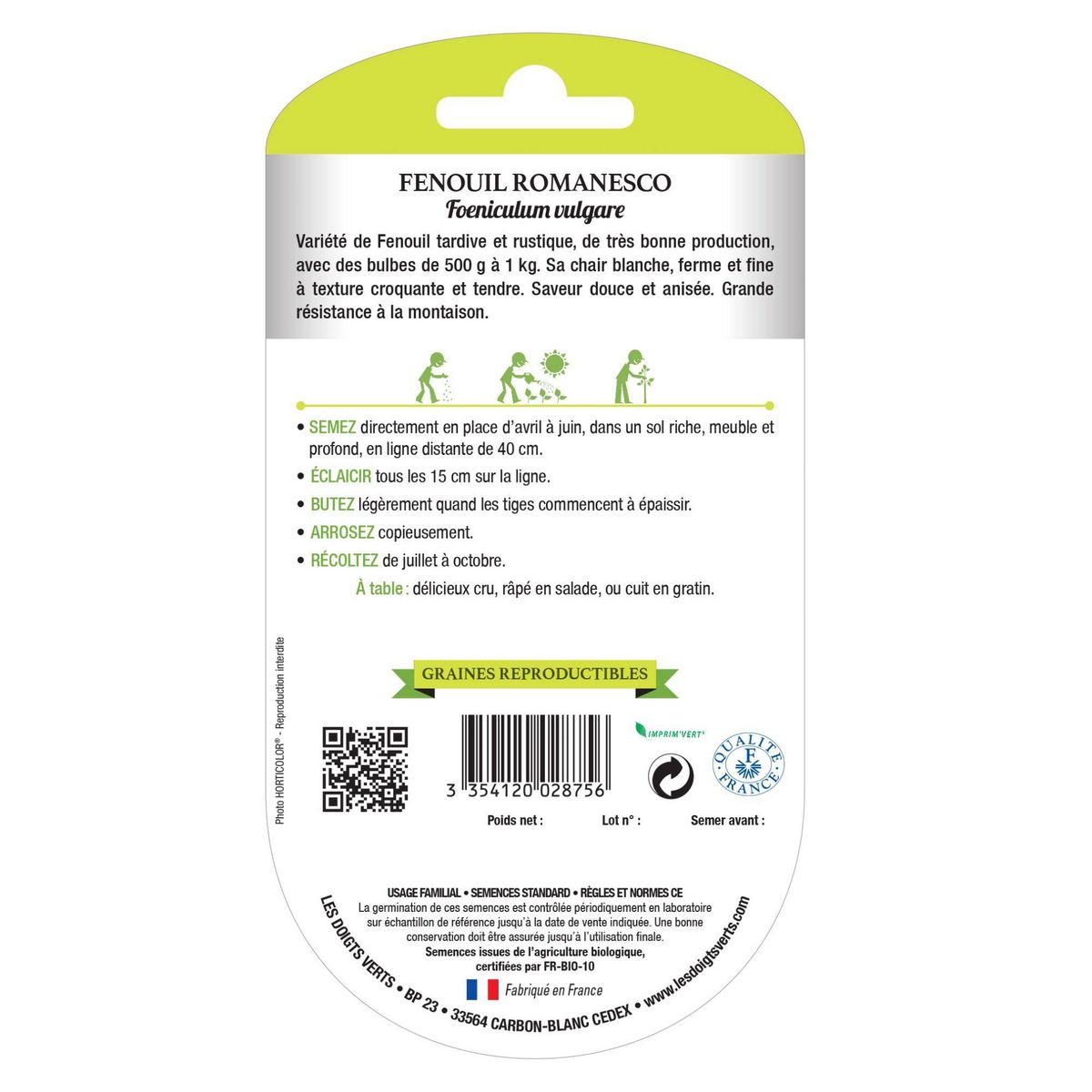 LES DOIGTS VERTS Graine fenouil romanesco BIO Les Doigts Verts