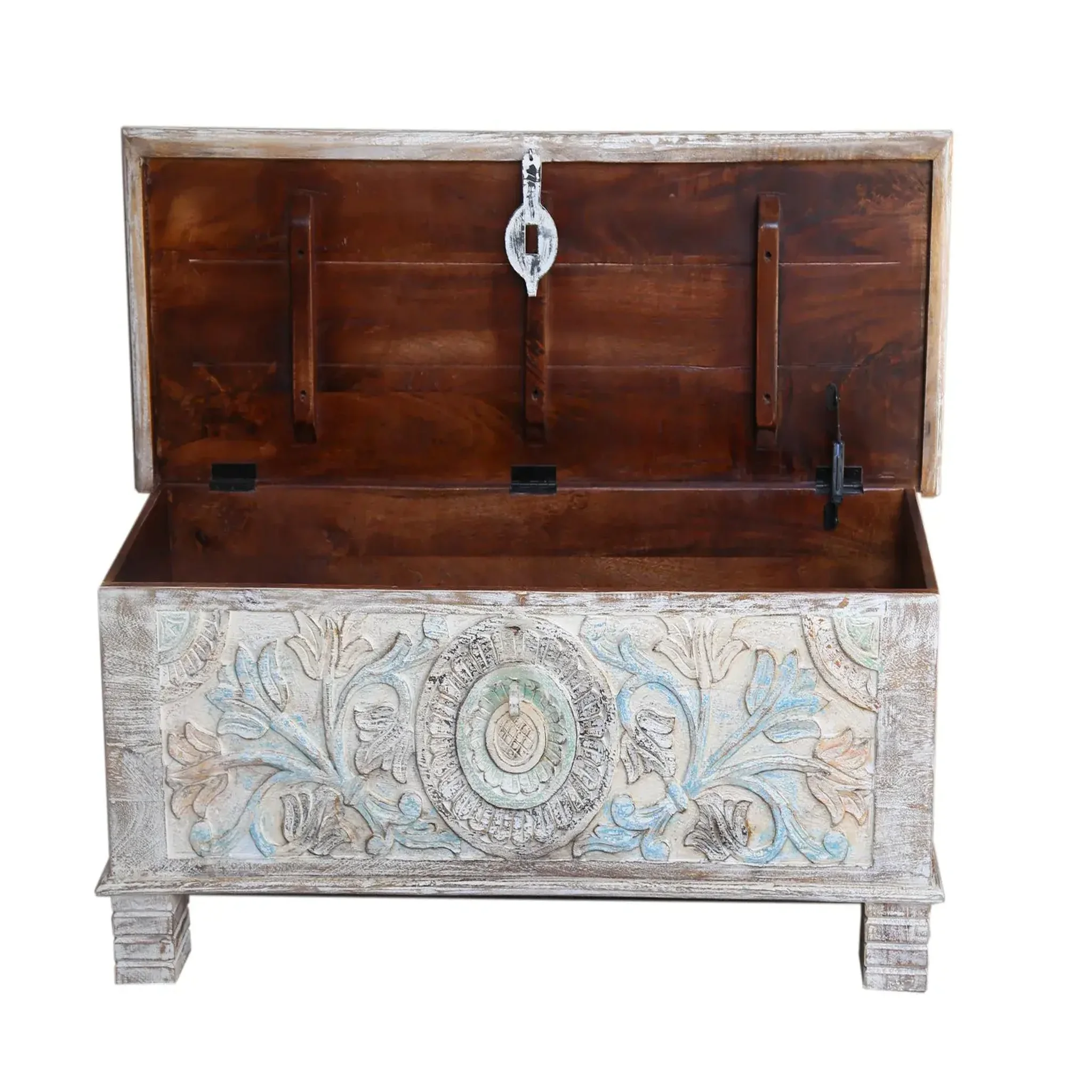 Voir la diapositive 2 : GINER Y COLOMER SL Coffre en bois de manguier 116 cm style rustique ethnique