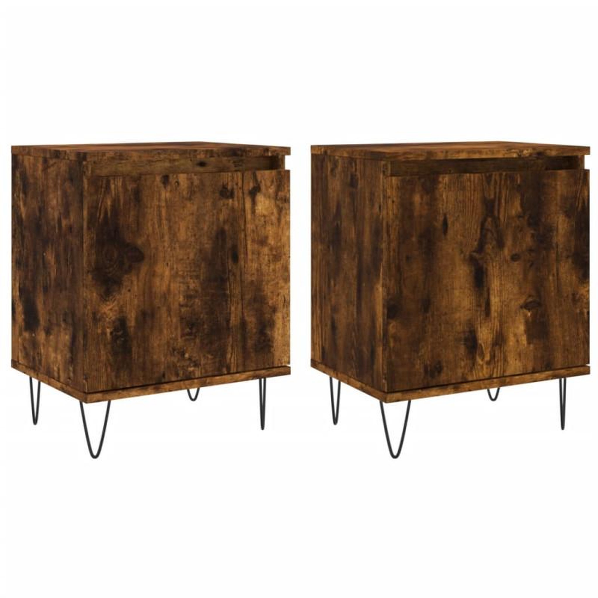 Voir la diapositive 2 : VIDAXL Tables de chevet 2 pcs chêne fumé 40x30x50 cm bois d ingénierie