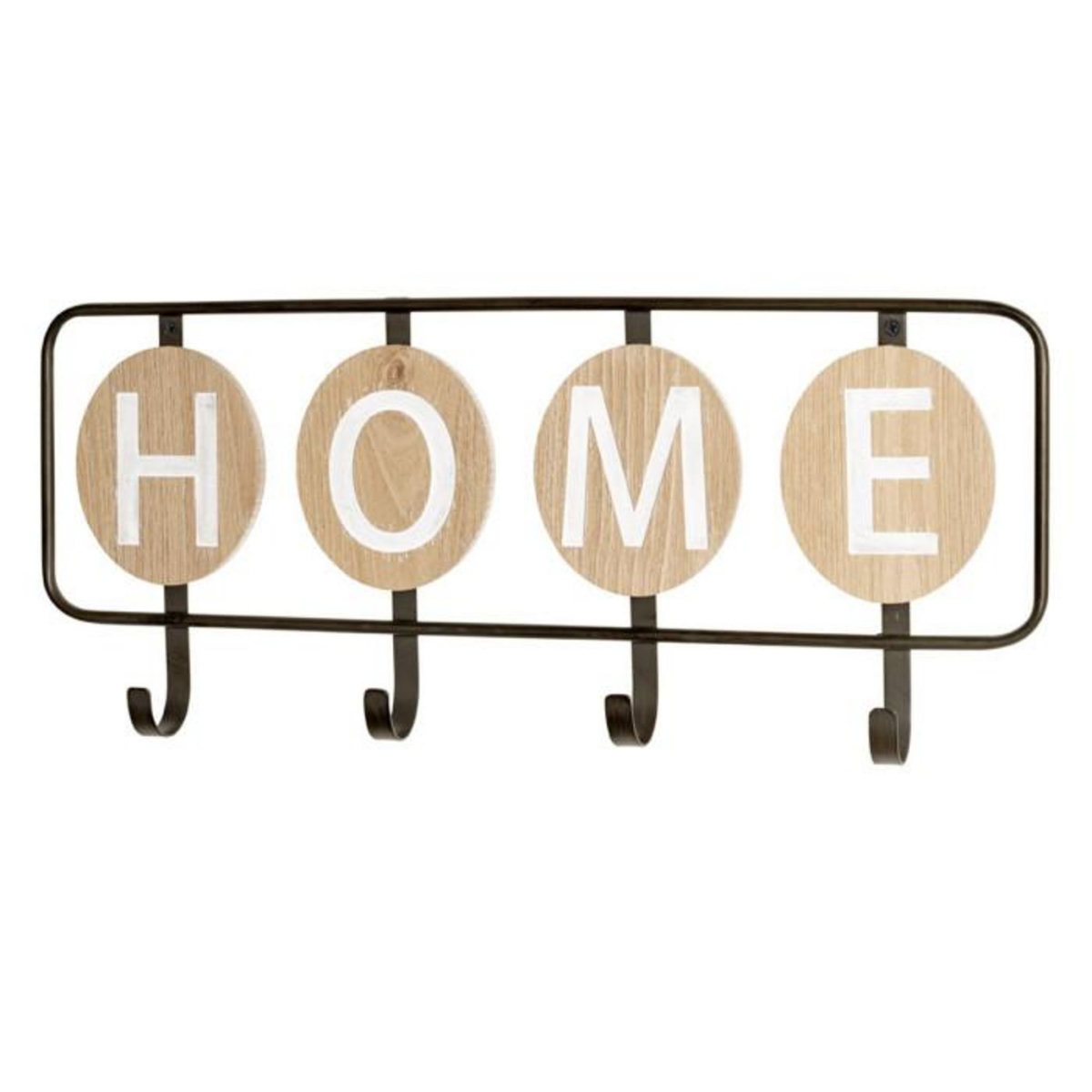 Paris Prix Patère Murale 4 Crochets  Home  50cm Noir & Chêne