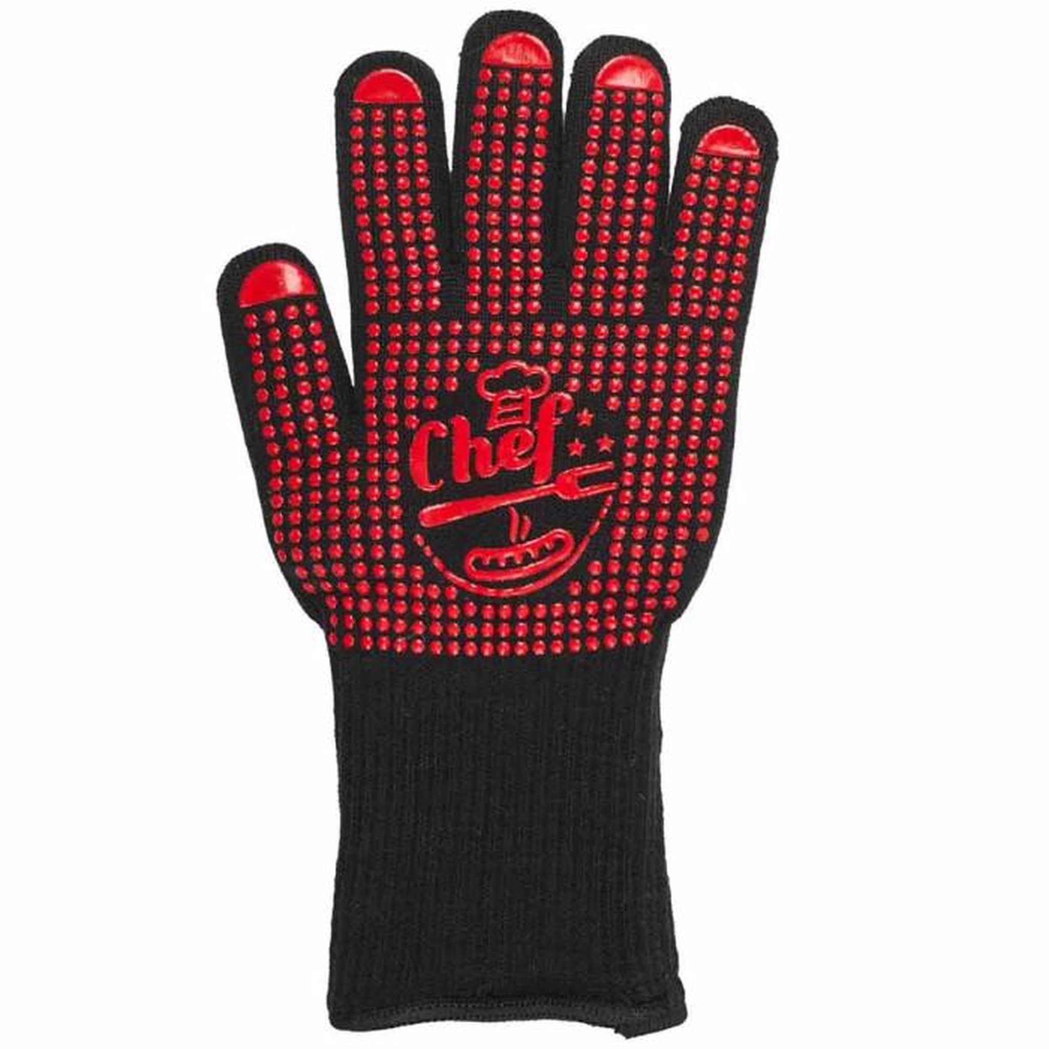 Voir la diapositive 1 : Paris Prix Gant Anti-Chaleur  Barbecue  32cm Noir & Rouge