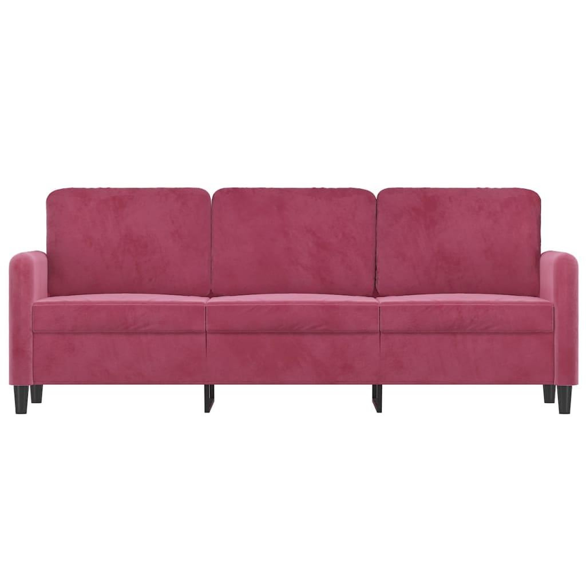 Voir la diapositive 3 : VIDAXL Canape a 3 places Rouge bordeaux 180 cm Velours