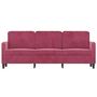 Voir la diapositive 3 : VIDAXL Canape a 3 places Rouge bordeaux 180 cm Velours