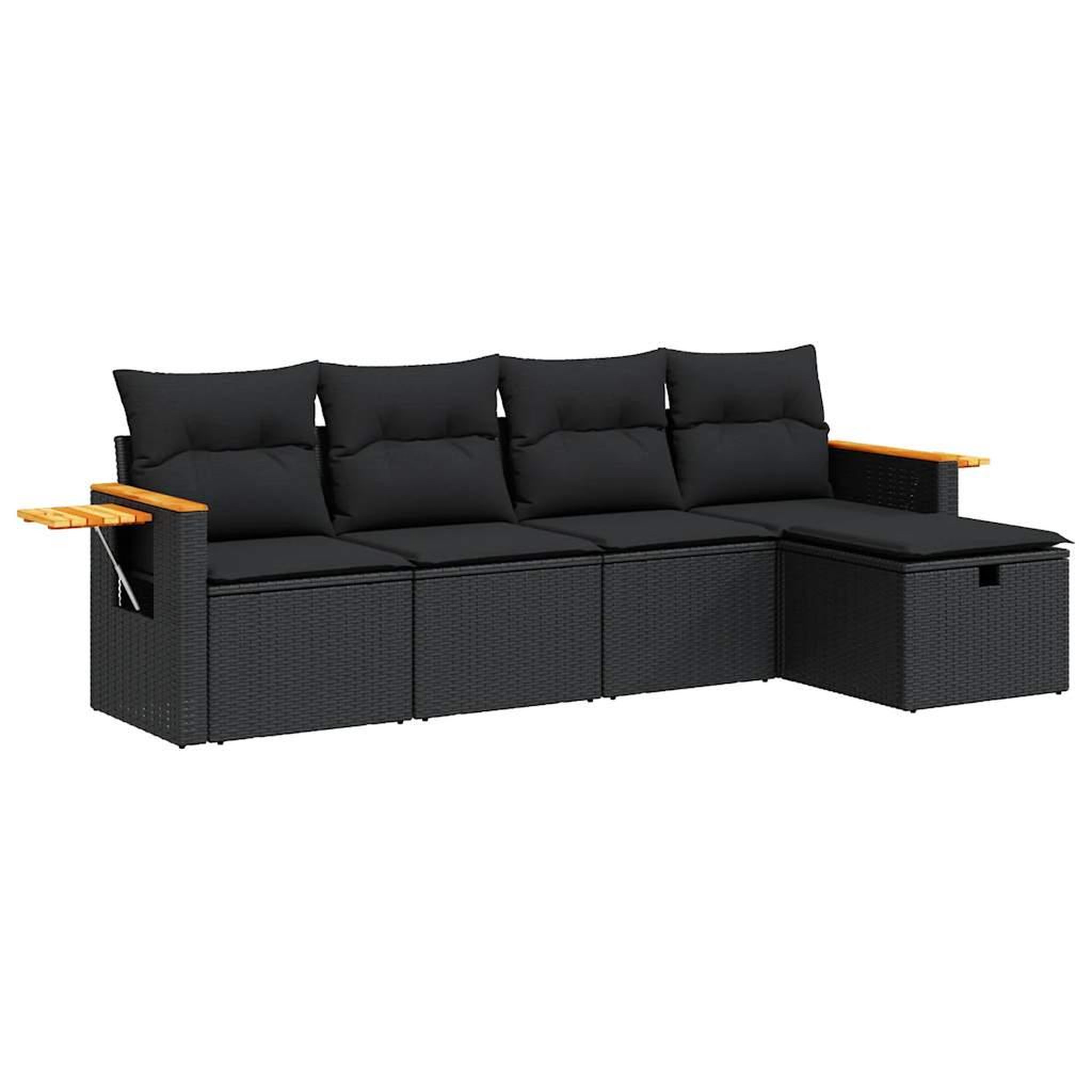 Voir la diapositive 2 : VIDAXL Salon de jardin 5 pcs avec coussins noir resine tressee
