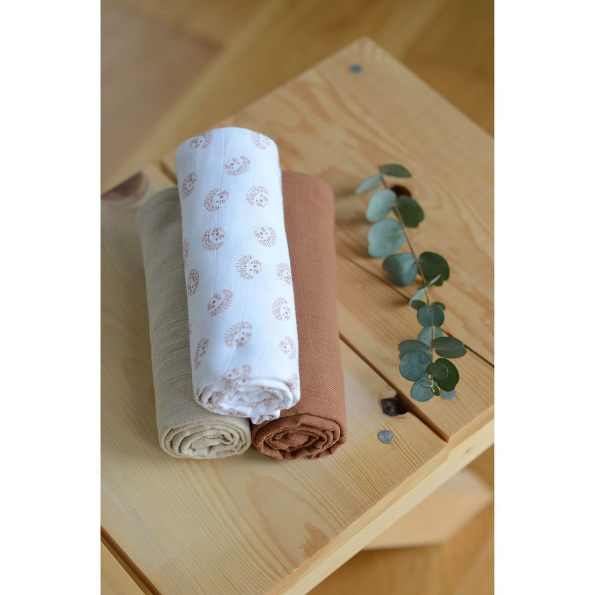 BEABA Boite de 3 Langes en coton bio Hérisson